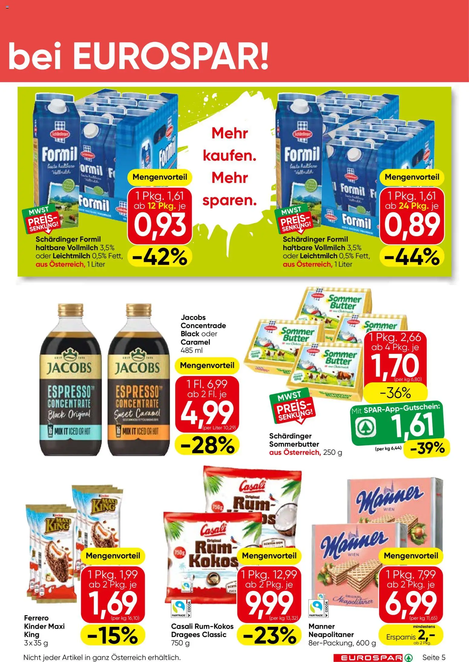 Eurospar Flugblatt gültig ab 10.09.2026 | Seite: 5 | Produkte: Vollmilch, Butter