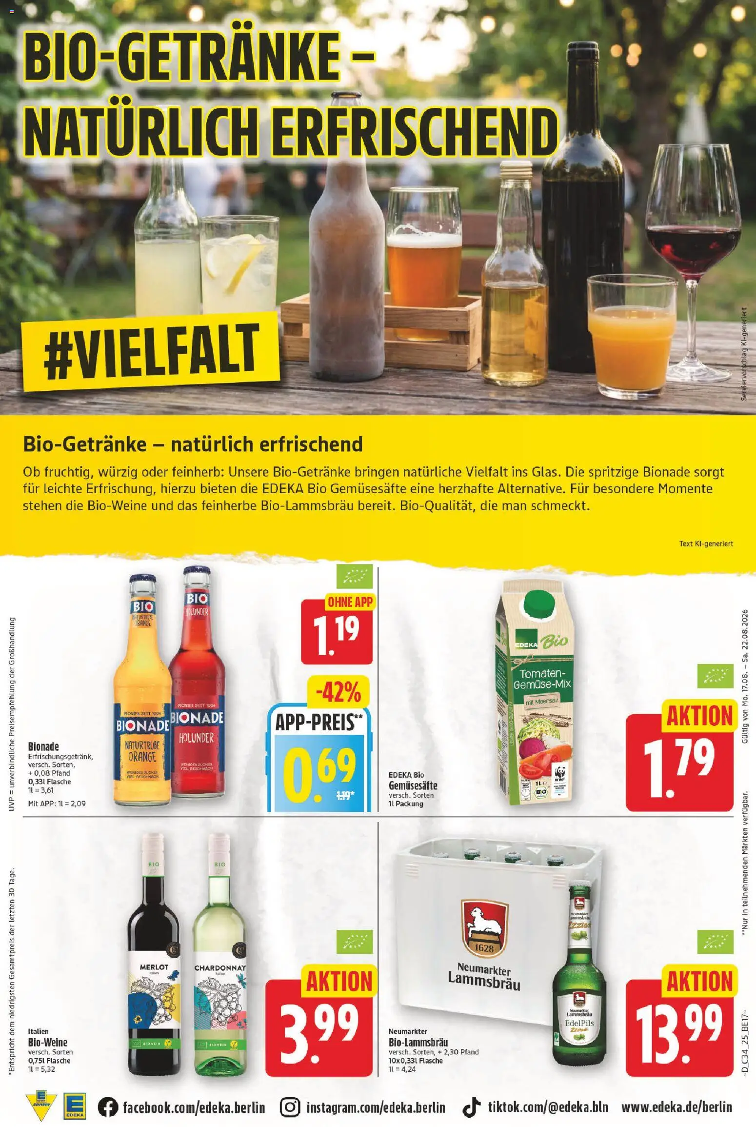 E center Prospekt – gültig ab 17.08.2026 | Seite: 25 | Produkte: Merlot, Tomaten, Bionade