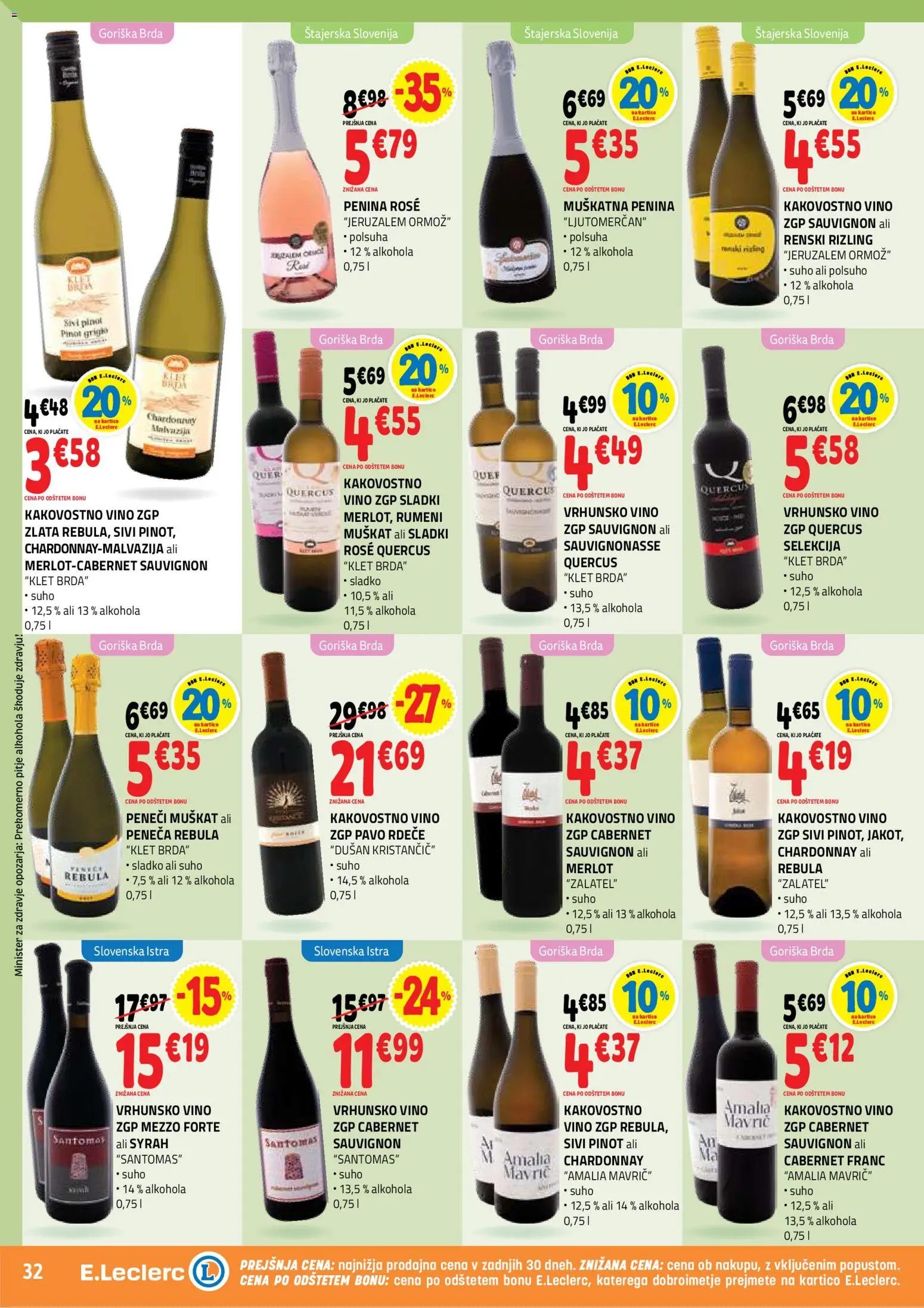 Novi E.leclerc katalog ponudbe – veljaven od 12.08.2026 | Stran: 32 | Izdelki: Penina, Vino