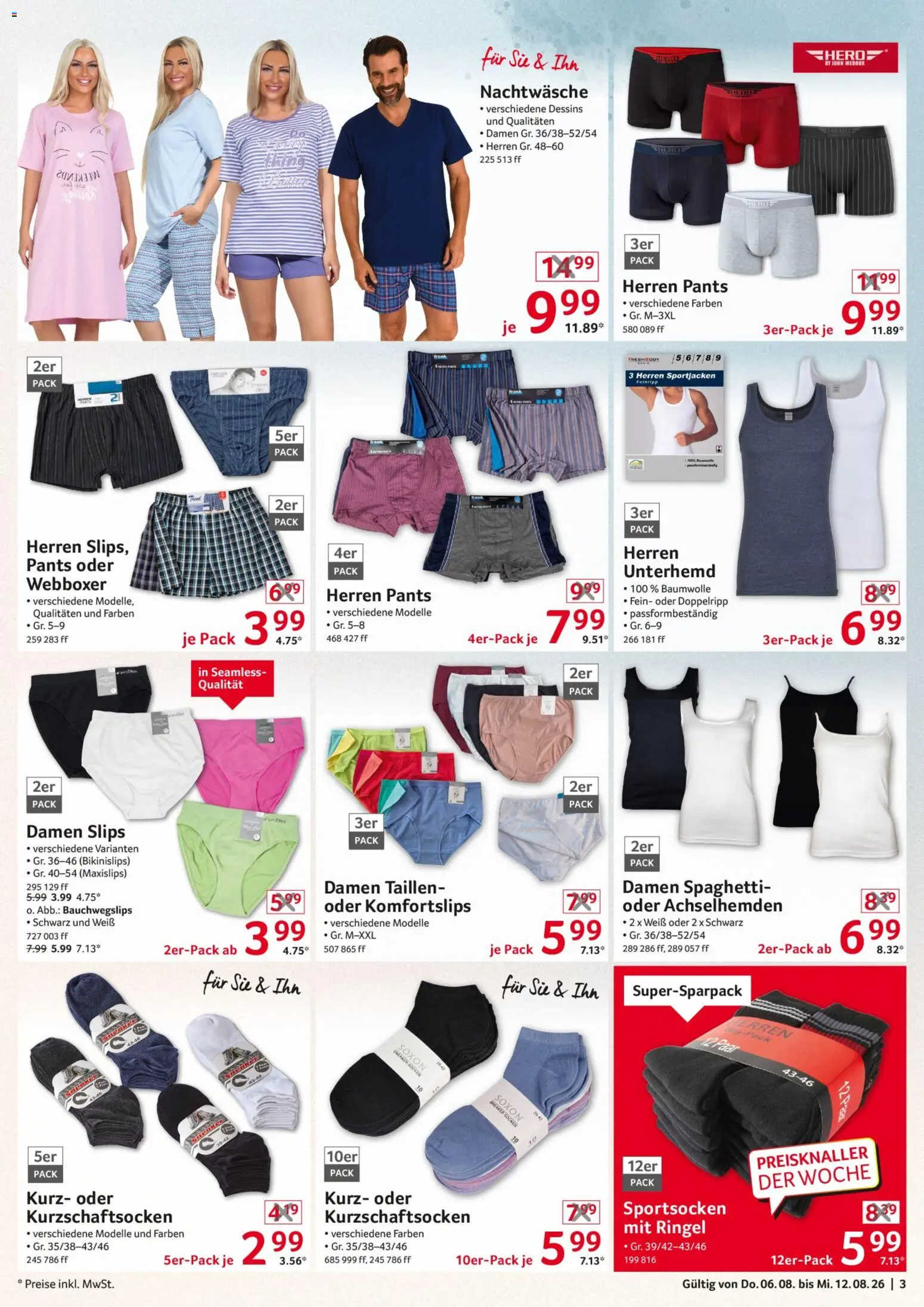Selgros Non Food – gültig ab 06.08.2026 | Seite: 3 | Produkte: Unterhemd, Socken