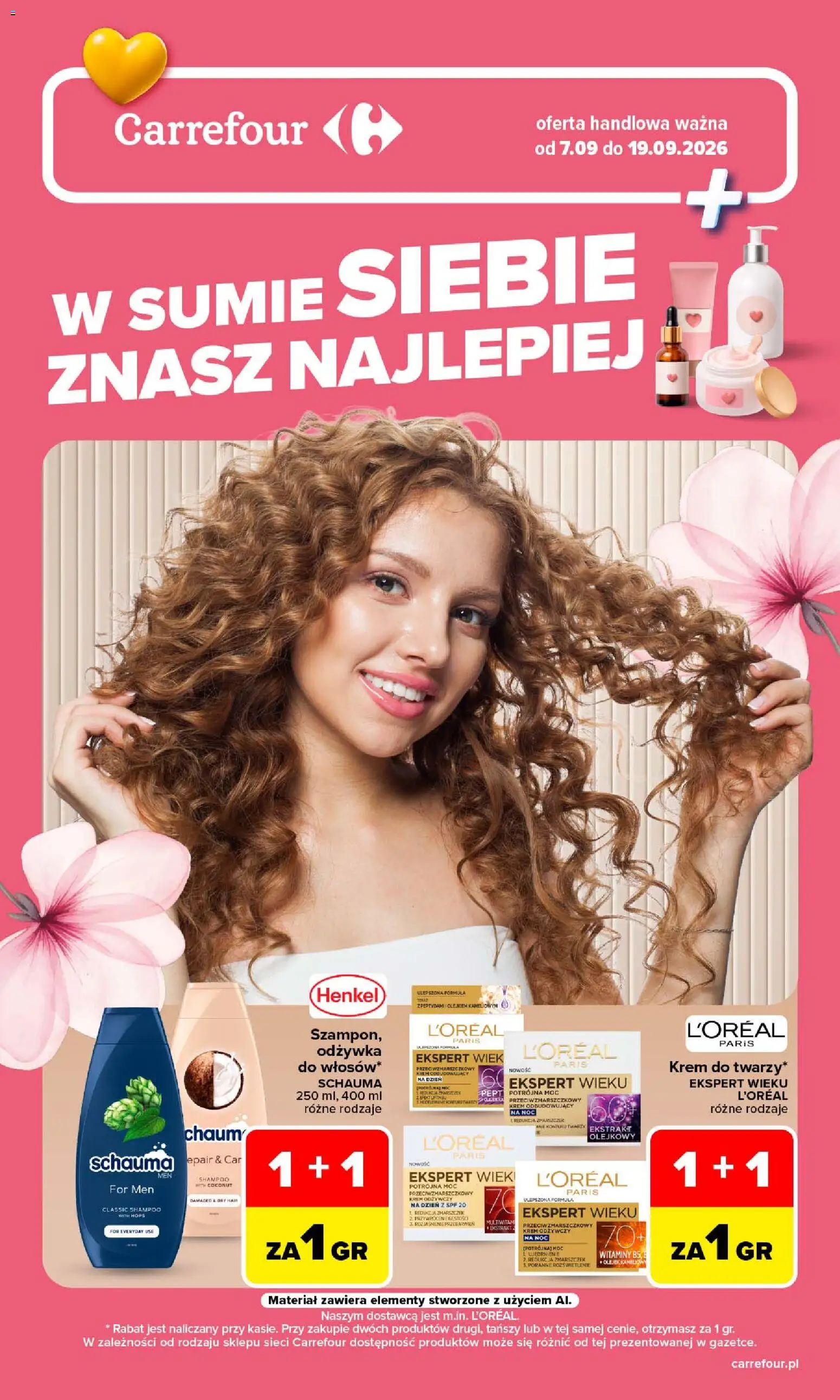 Carrefour gazetka - Siebie znasz najlepiej od 07.09.2026 | Strona: 1 | Produkty: Odżywka, Krem