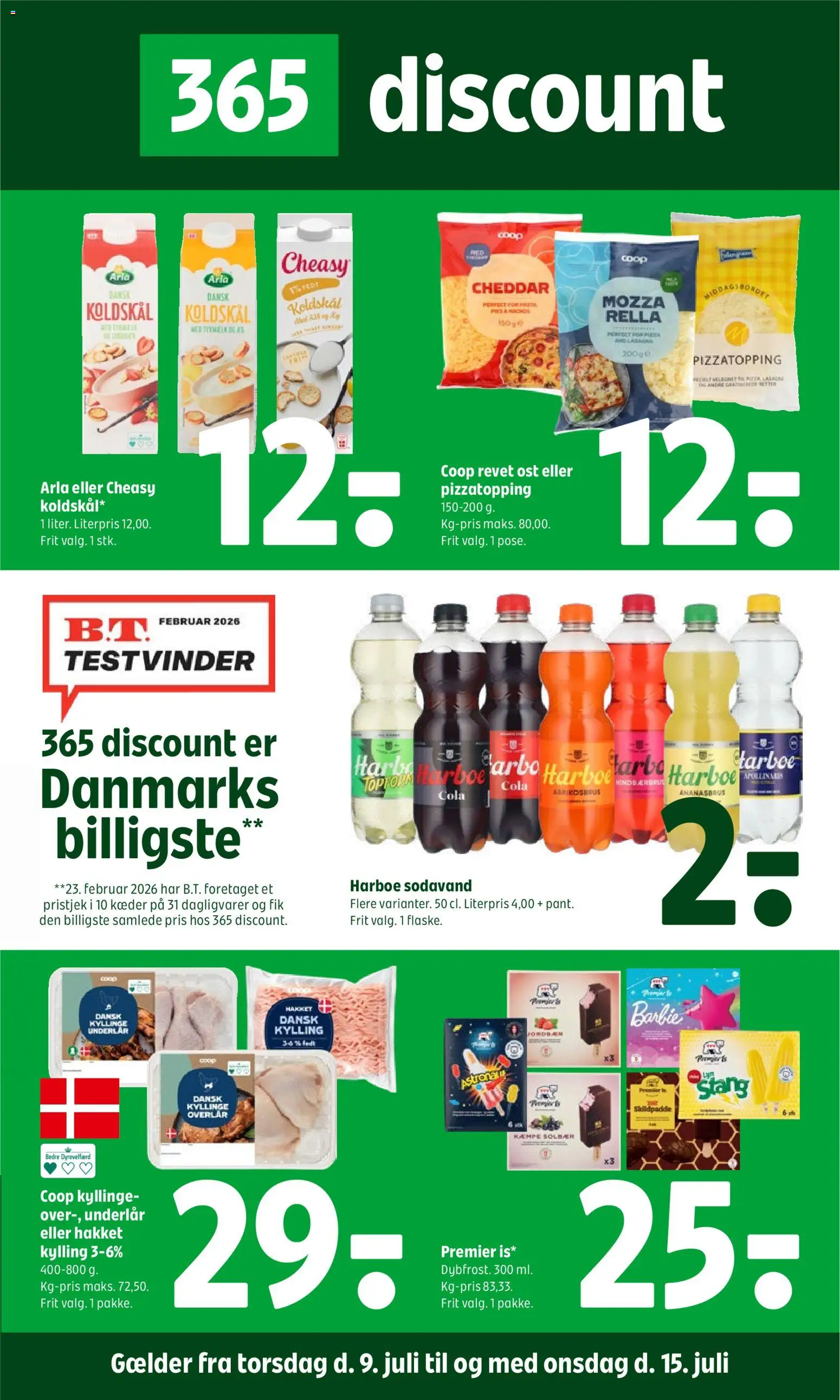 Coop 365 tilbudsavis – gyldig fra 09/07/2026 | Side: 1 | Produkter: Cheddar, Sodavand, Cola, Solbær