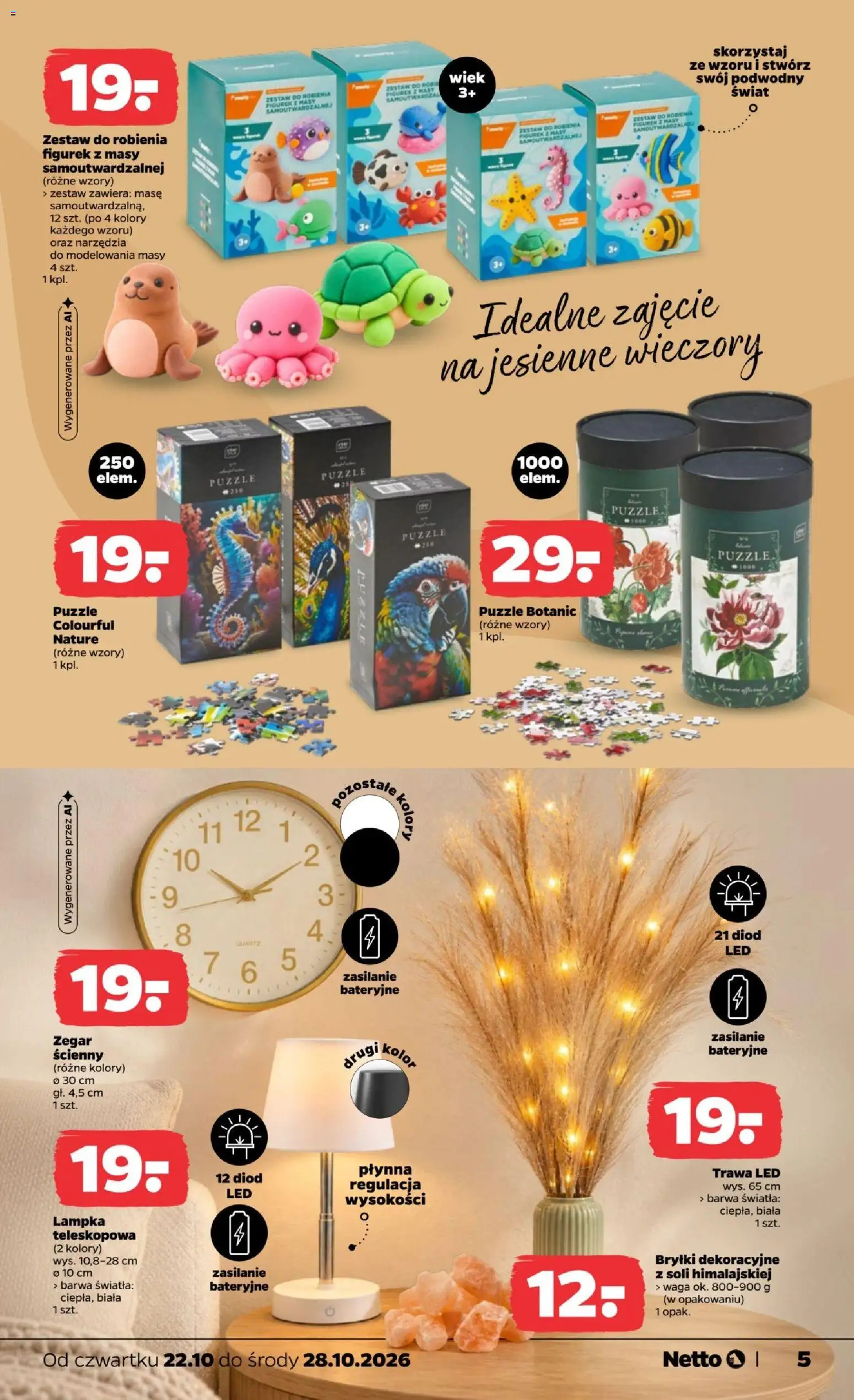 Netto gazetka od czwartku NonFood od 22.10.2026 | Strona: 5 | Produkty: Narzędzia, Puzzle, Waga, Zegar ścienny
