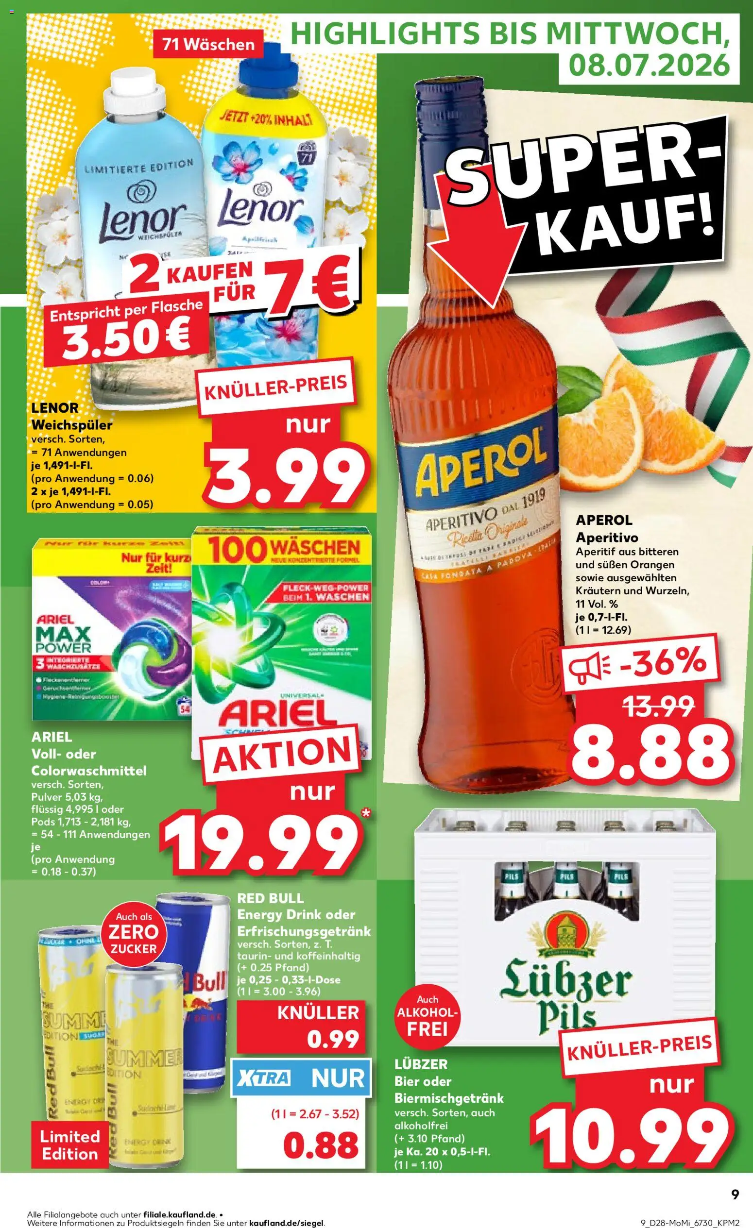 Kaufland Prospekt Leipzig – gültig ab 06.07.2026 | Seite: 9 | Produkte: Lenor, Red bull, Energy, Ariel