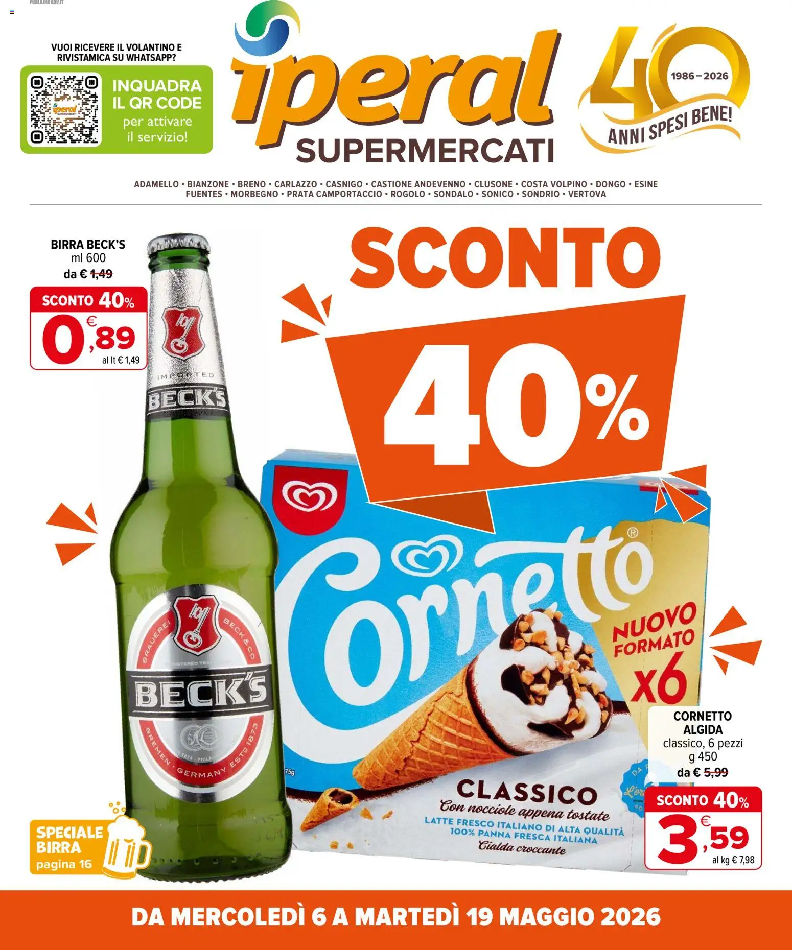Volantino Iperal del 06.05.2026 | Pagina: 1 | Prodotti: Birra, Panna, Latte, Nocciole