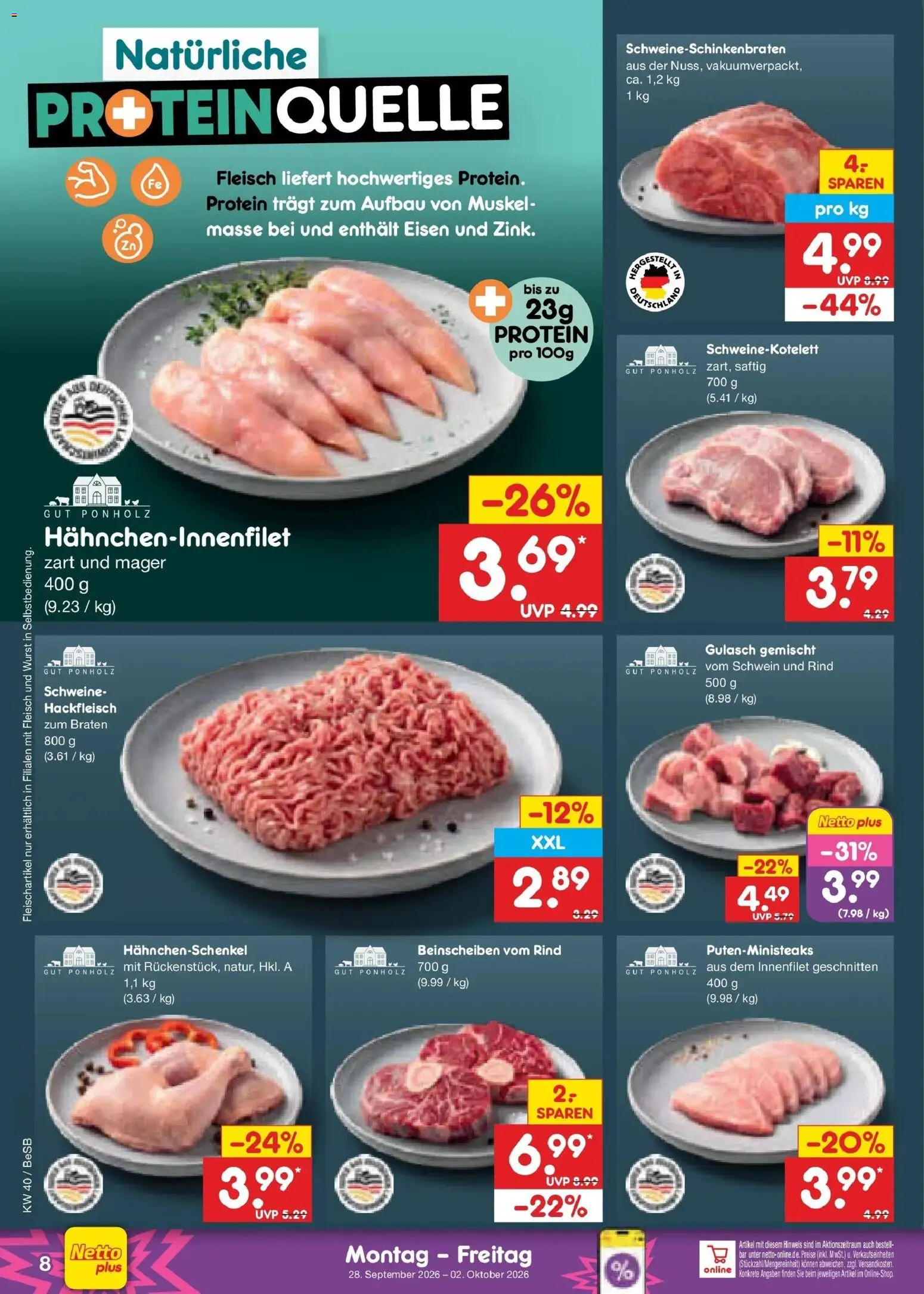 Netto Marken-Discount Prospekt Kremmen – gültig ab 28.09.2026 | Seite: 10 | Produkte: Gulasch, Wurst, Fleisch, Hackfleisch