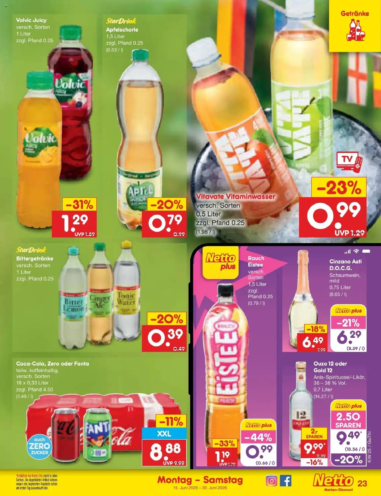 Netto Marken-Discount Prospekt Thiendorf – gültig ab 15.06.2026 | Seite: 31 | Produkte: Ouzo 12, Fanta, Zucker, Volvic
