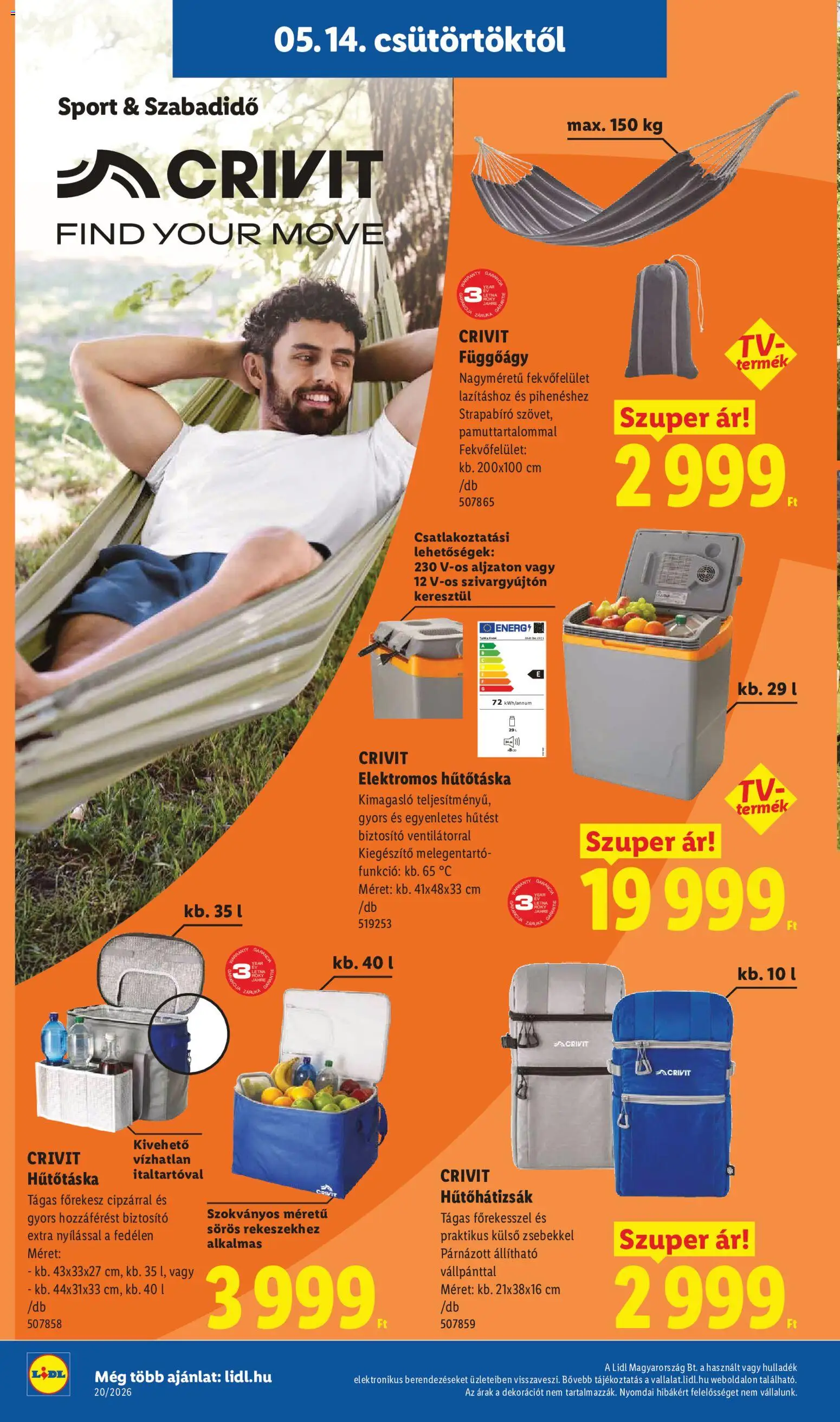 Lidl akciós ujság - amely érvényes a következő dátumtól: 14.05.2026 | Oldal: 26 | Termékek: Hűtőtáska
