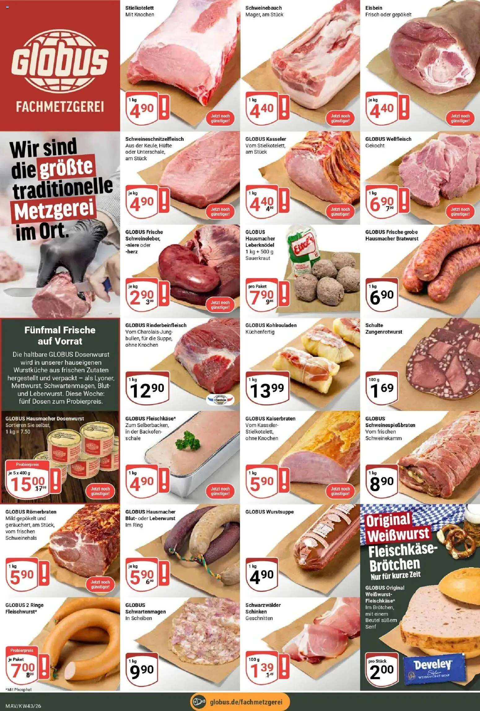 Globus Prospekt Mannheim (ab 19.10.2026) » Angebote online | Seite: 9 | Produkte: Leberknödel, Weißwurst, Backofen, Schinken