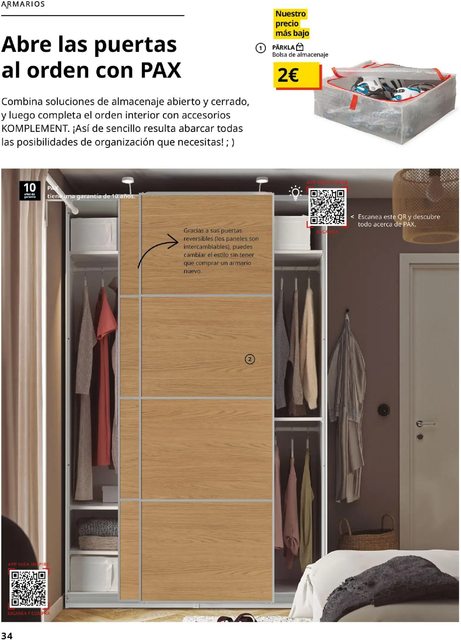Catálogo IKEA Dormitorios │ válido desde el 01/02/2026 | Página: 34 | Productos: Bolsa, Almacenaje, Armario