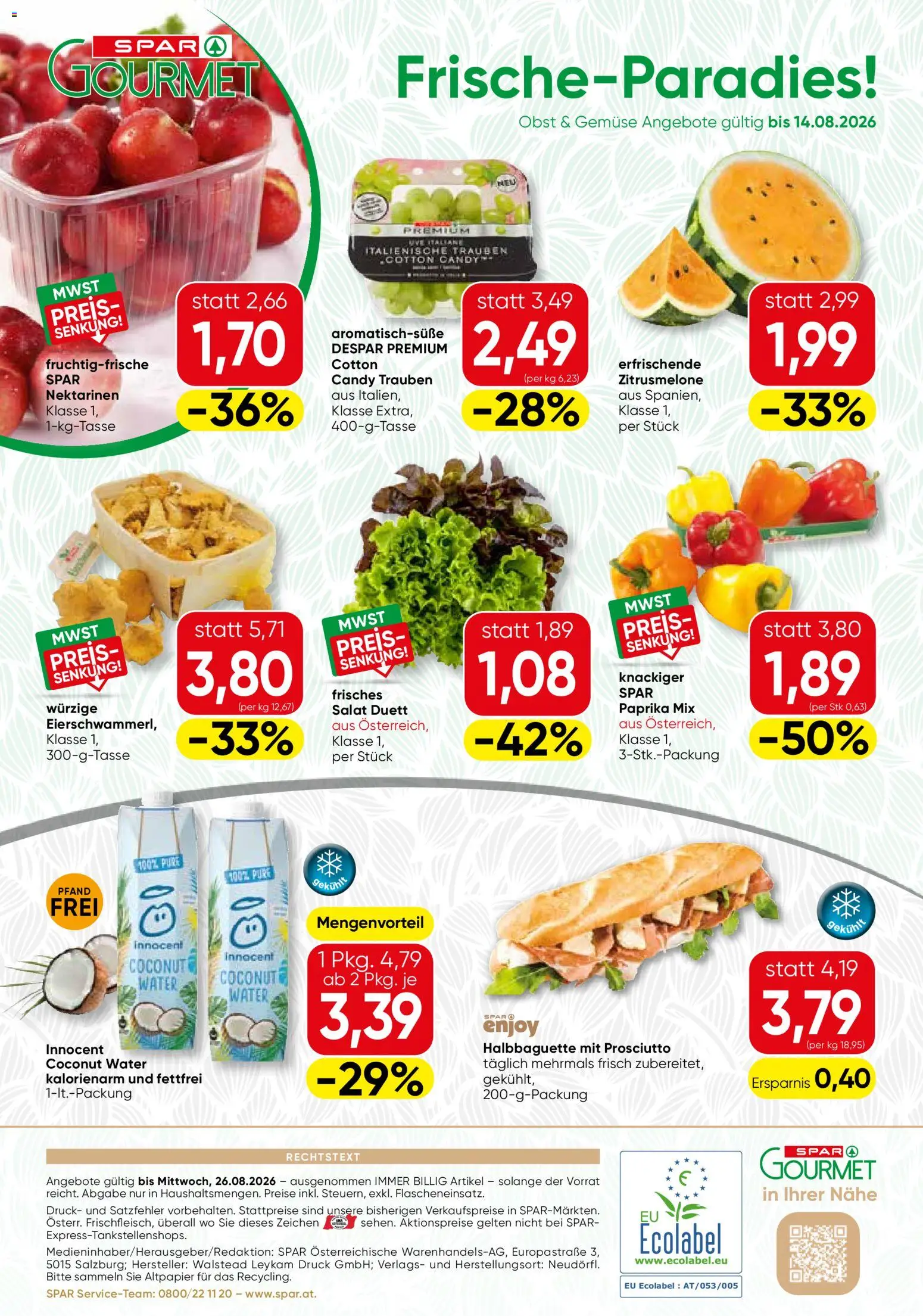 SPAR Gourmet Flugblatt gültig ab 13.08.2026 | Seite: 12 | Produkte: Salat, Gemüse, Obst
