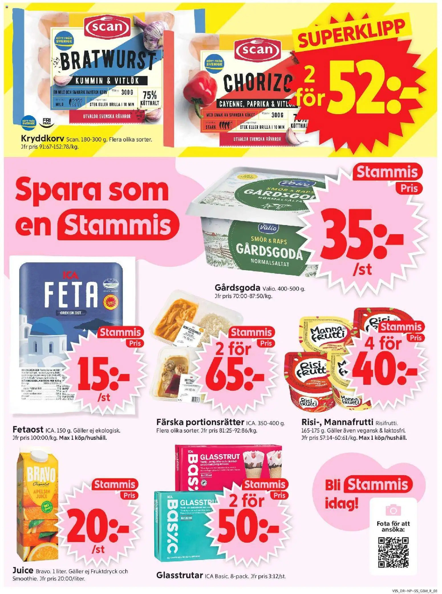 ICA Supermarket reklamblad aktuell från 06.04.2026 | Sida: 3 | Produkter: Fetaost, Juice, Vitlök, Apelsin