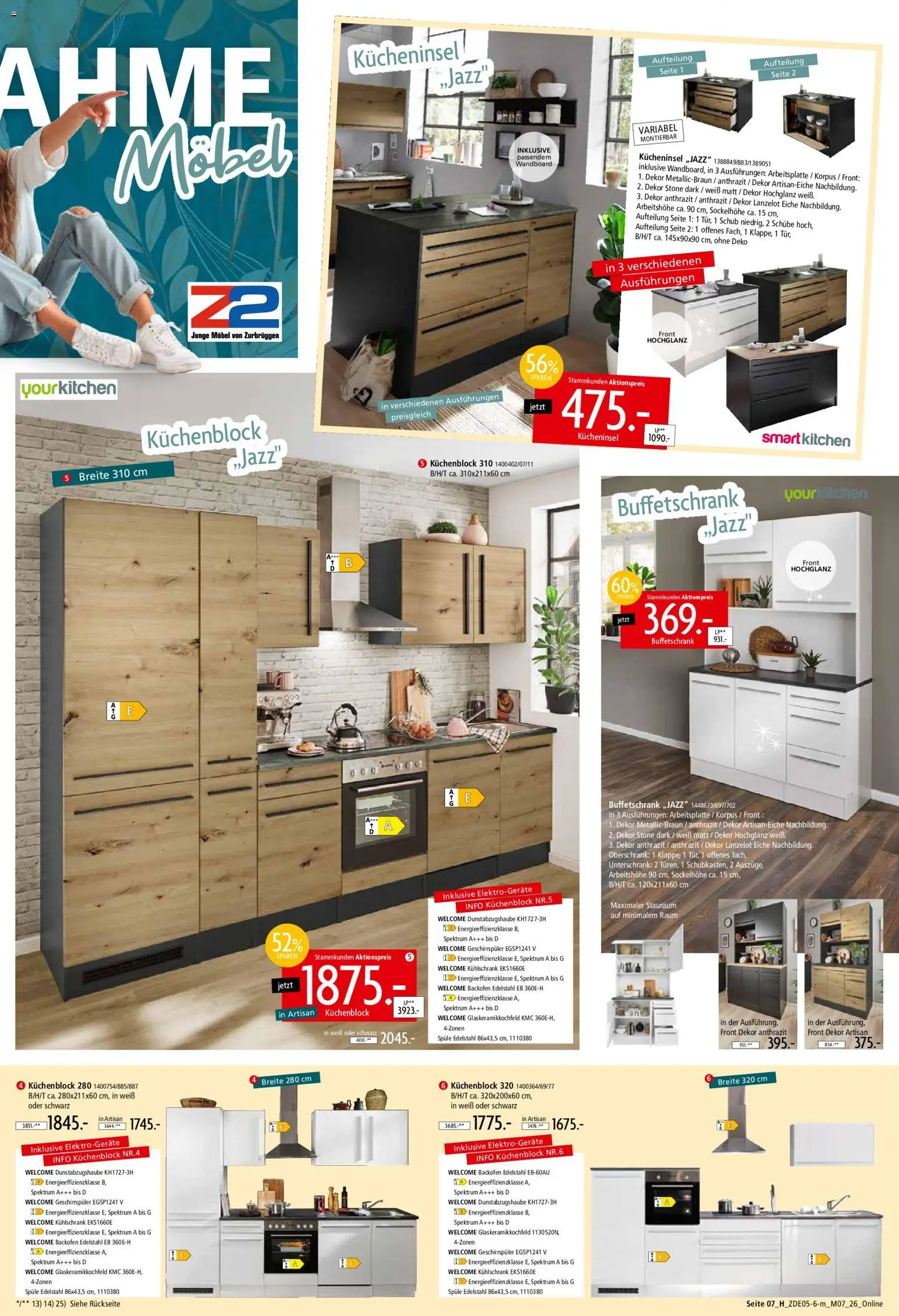 Zurbrüggen Z2 Mitnahme Möbel – gültig ab 16.05.2026 | Seite: 27 | Produkte: Geschirrspüler, Küchenblock, Wandboard, Kühlschrank