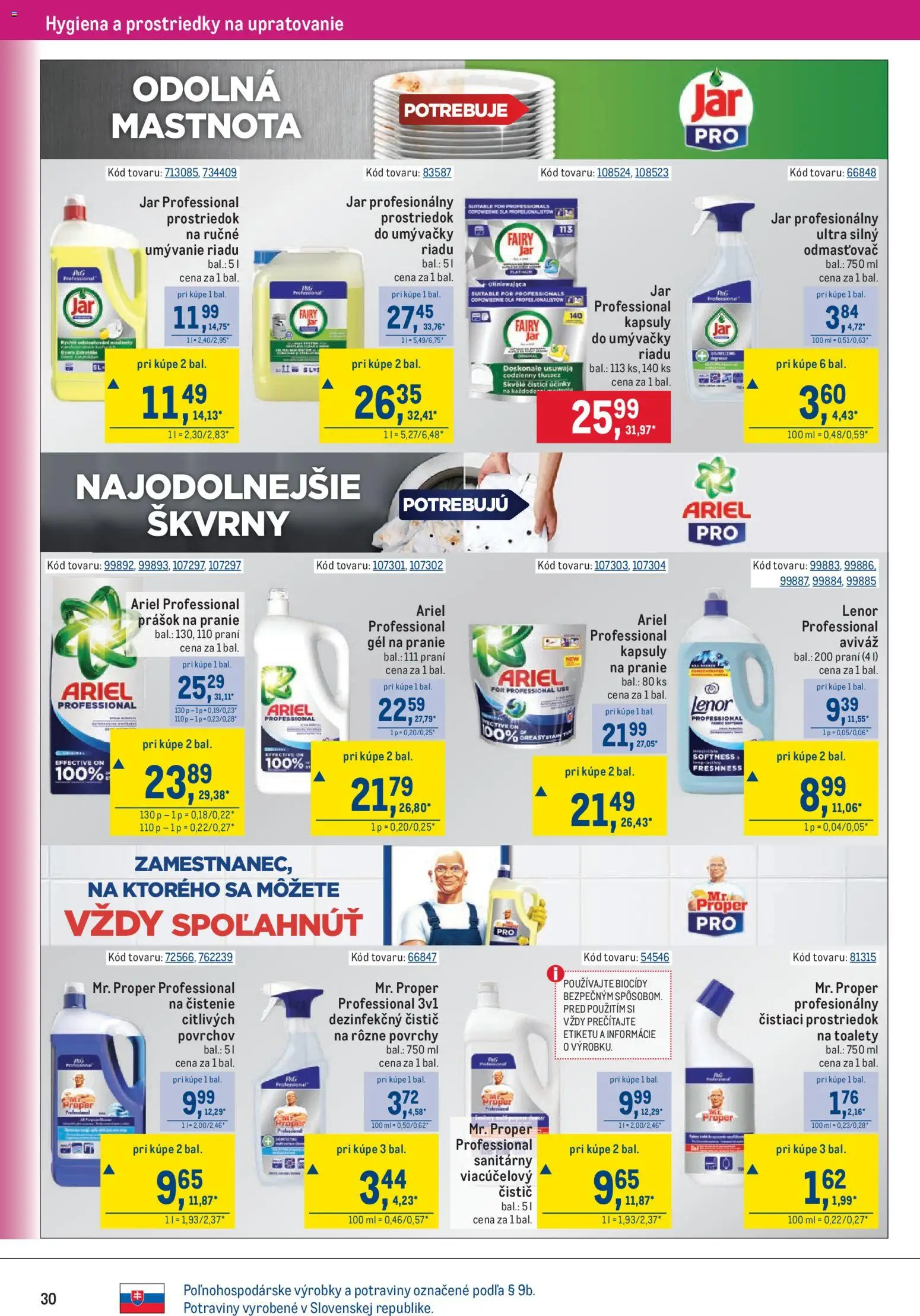 Nové Metro akcie – leták je platný od 12.08.2026 | Strana: 30 | Produkty: Gél na pranie, Prášok na pranie, Čistiaci prostriedok, Ariel