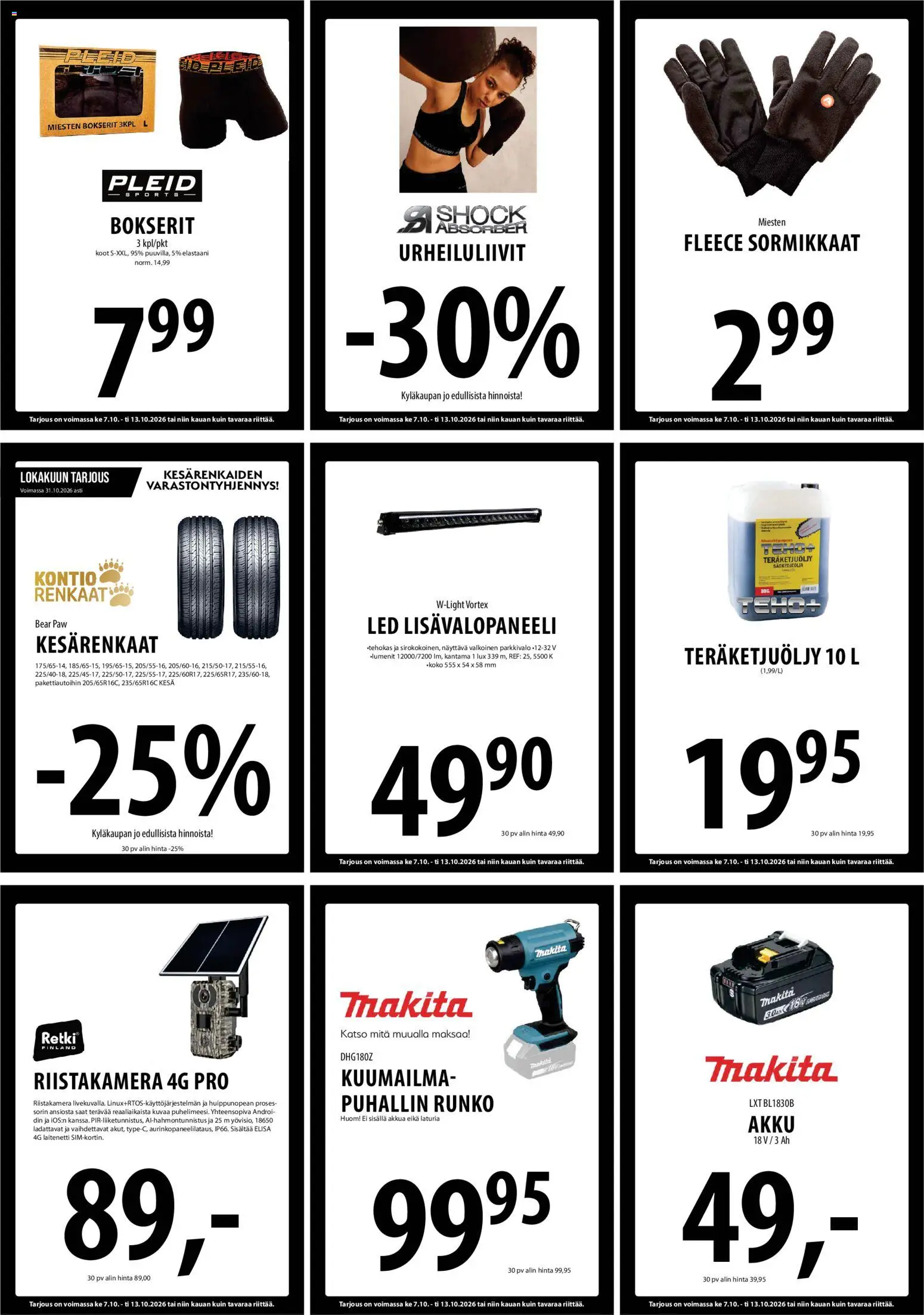 Tuuri tarjoukset – voimassa 07/10/2026 alkaen | Sivu: 25 | Tuotteet: Urheiluliivit, Akku, Bokserit