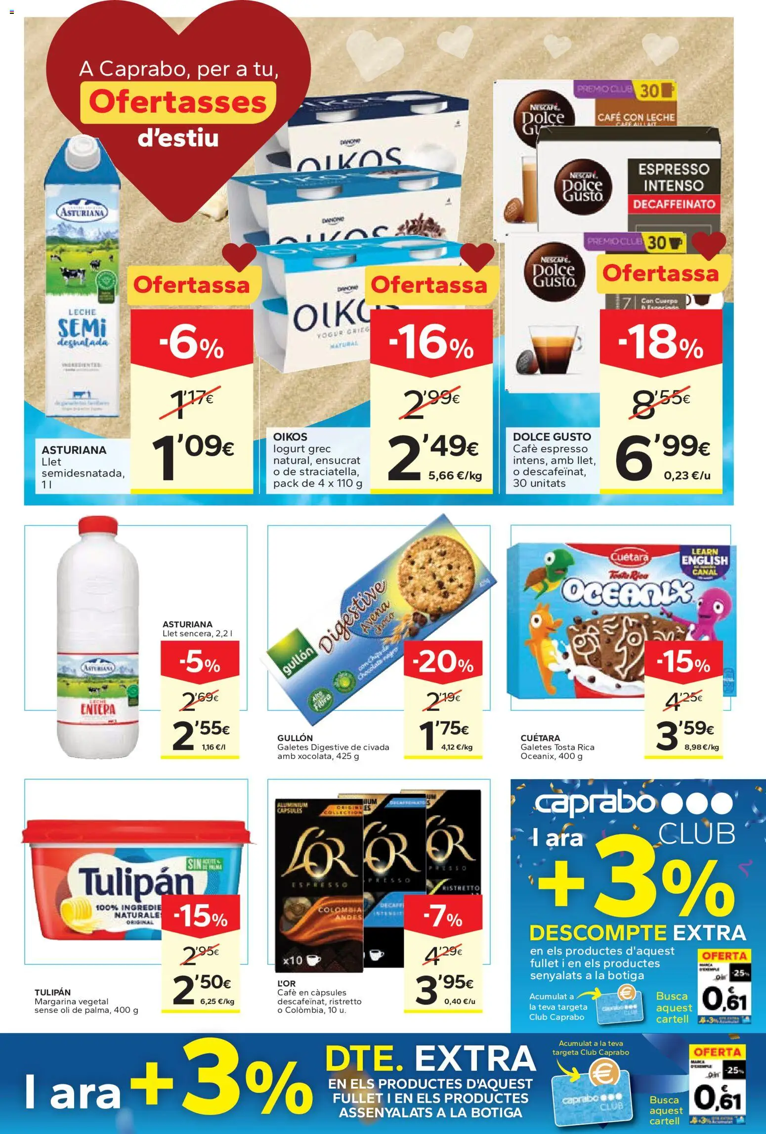 Caprabo Ofertasses d'estiu │ válido desde el 28.05.2026 | Página: 5 | Productos: Café con leche, Leche, Yogur, Margarina