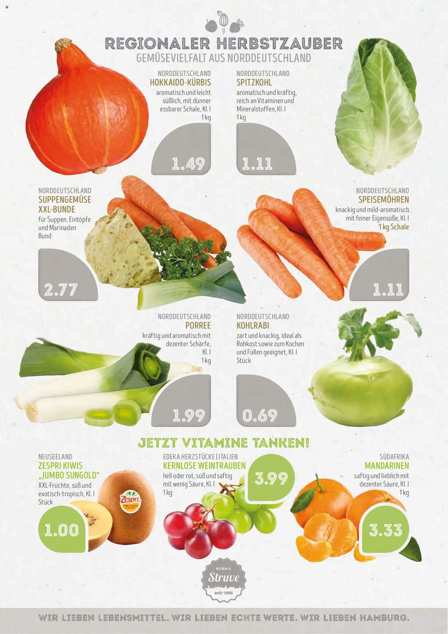 Edeka Struve Prospekt – gültig ab 31.08.2026 | Seite: 2 | Produkte: Kohlrabi, Mandarinen, Weintrauben