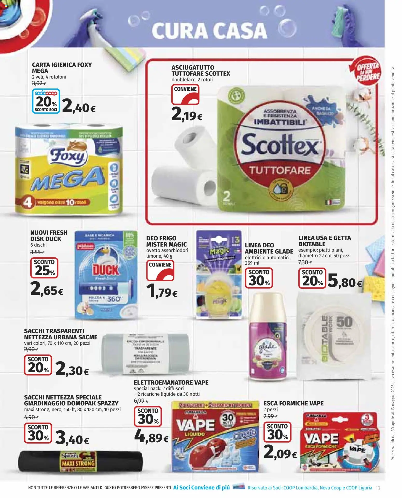 Volantino COOP del 30.04.2026 | Pagina: 13 | Prodotti: Carta igienica, Data, Asciugatutto