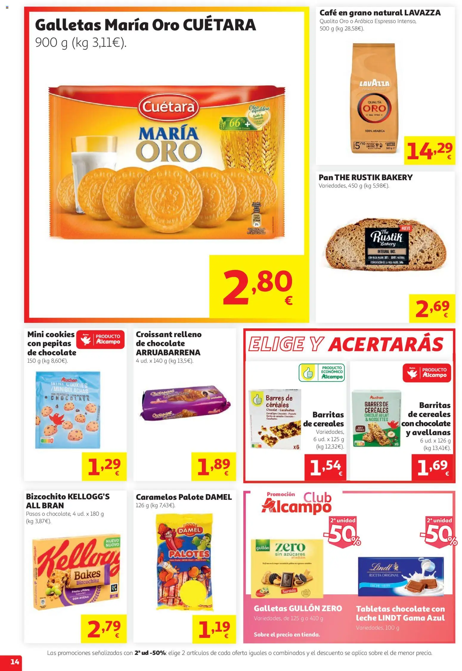 Alcampo - Superstore │ válido desde el 13/08/2026 | Página: 14 | Productos: Cereales, Lindt, Café en grano, Avellanas