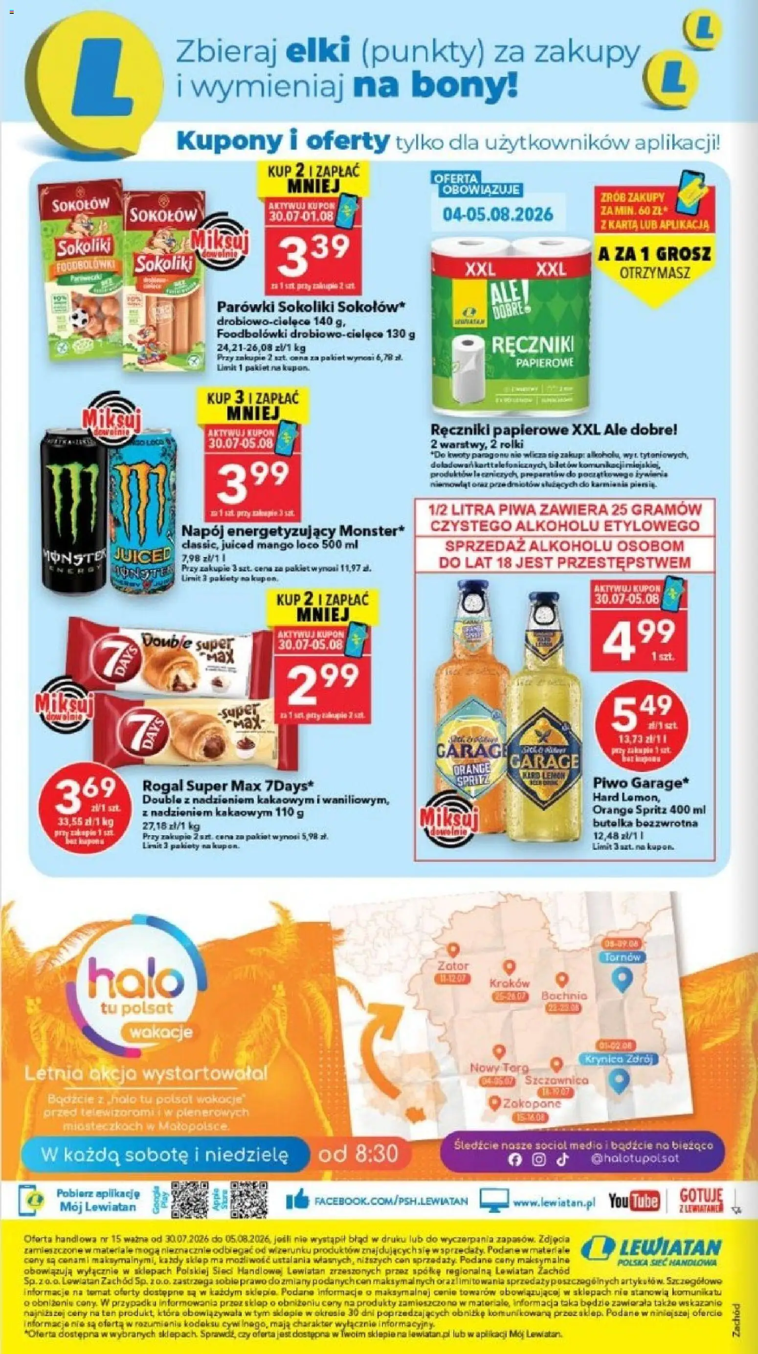 Lewiatan gazetka - Szczecin od 30.07.2026 | Strona: 8 | Produkty: Mango, Rolki, Parówki sokoliki, Piwo