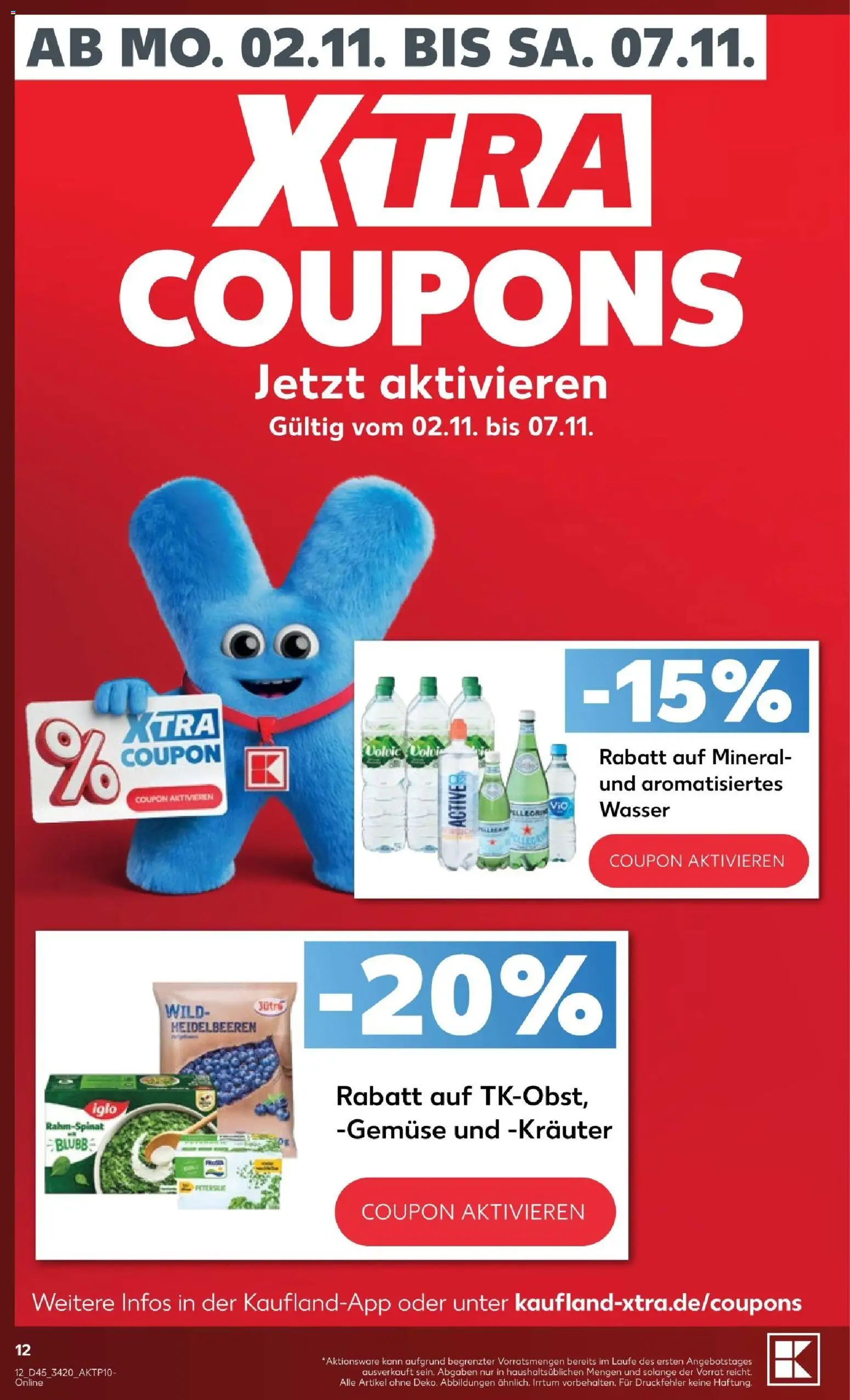 Kaufland Prospekt – gültig ab 02.11.2026 | Seite: 12 | Produkte: Iglo, Heidelbeeren, Gemüse, Volvic