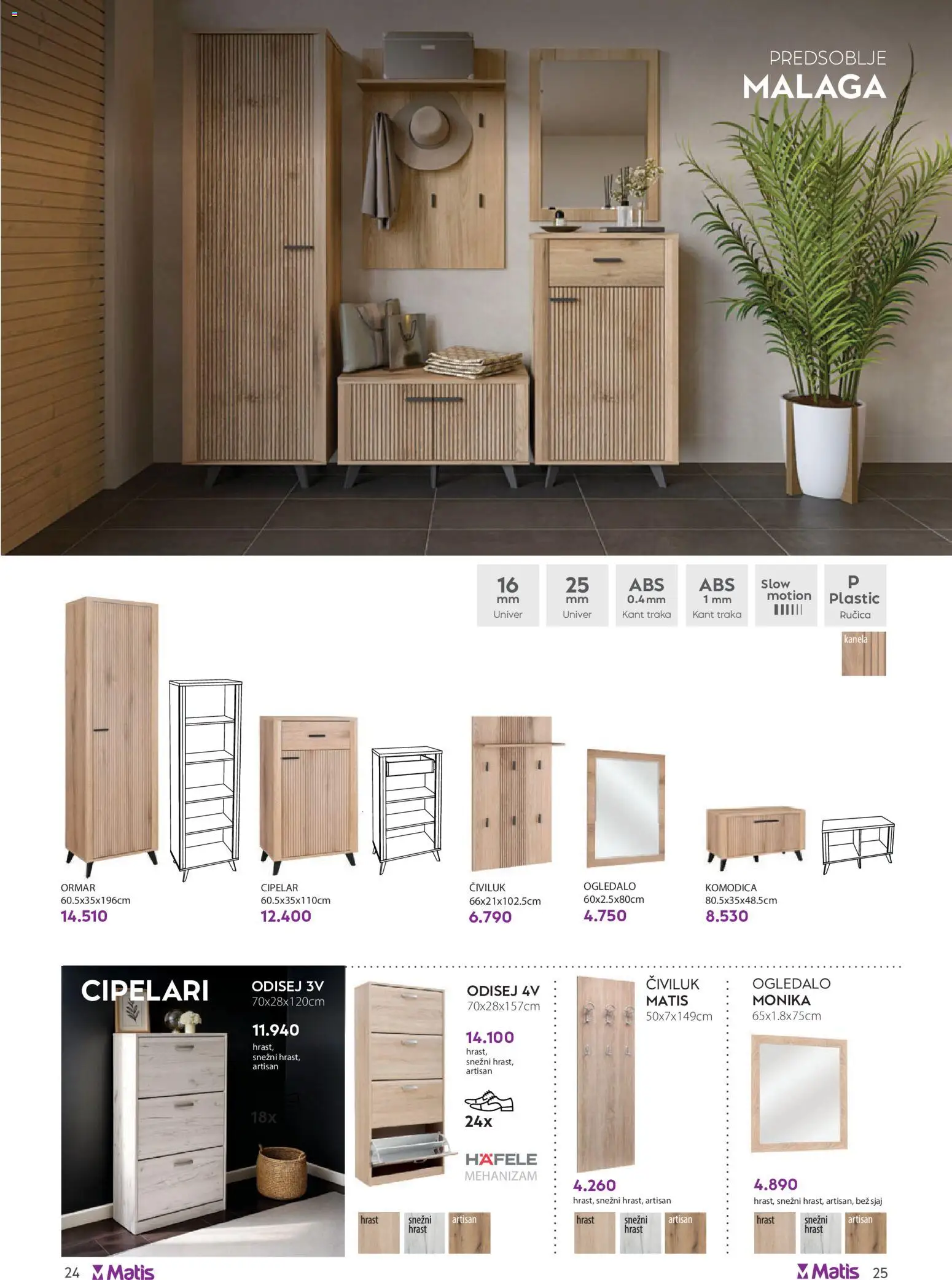 Matis katalog - važi od 01.08.2026 | Strana: 25 | Proizvode: Ormar, Ogledalo, Civiluk, Cipelar