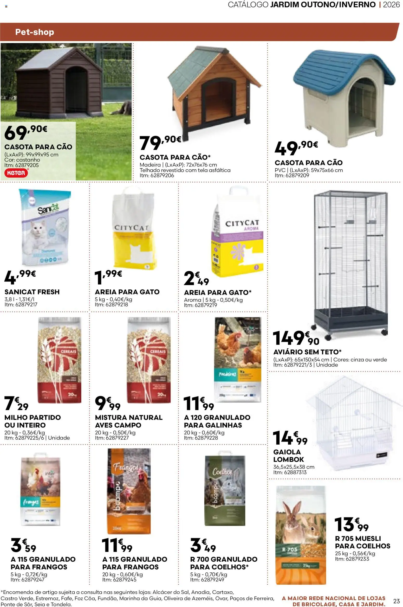 BricoMarché folheto 14 - Catálogo de Jardim Outuno Inverno │ válido de 01/10/2026 | Página: 23 | Produtos: Muesli, Casota para cão, Areia, Frangos
