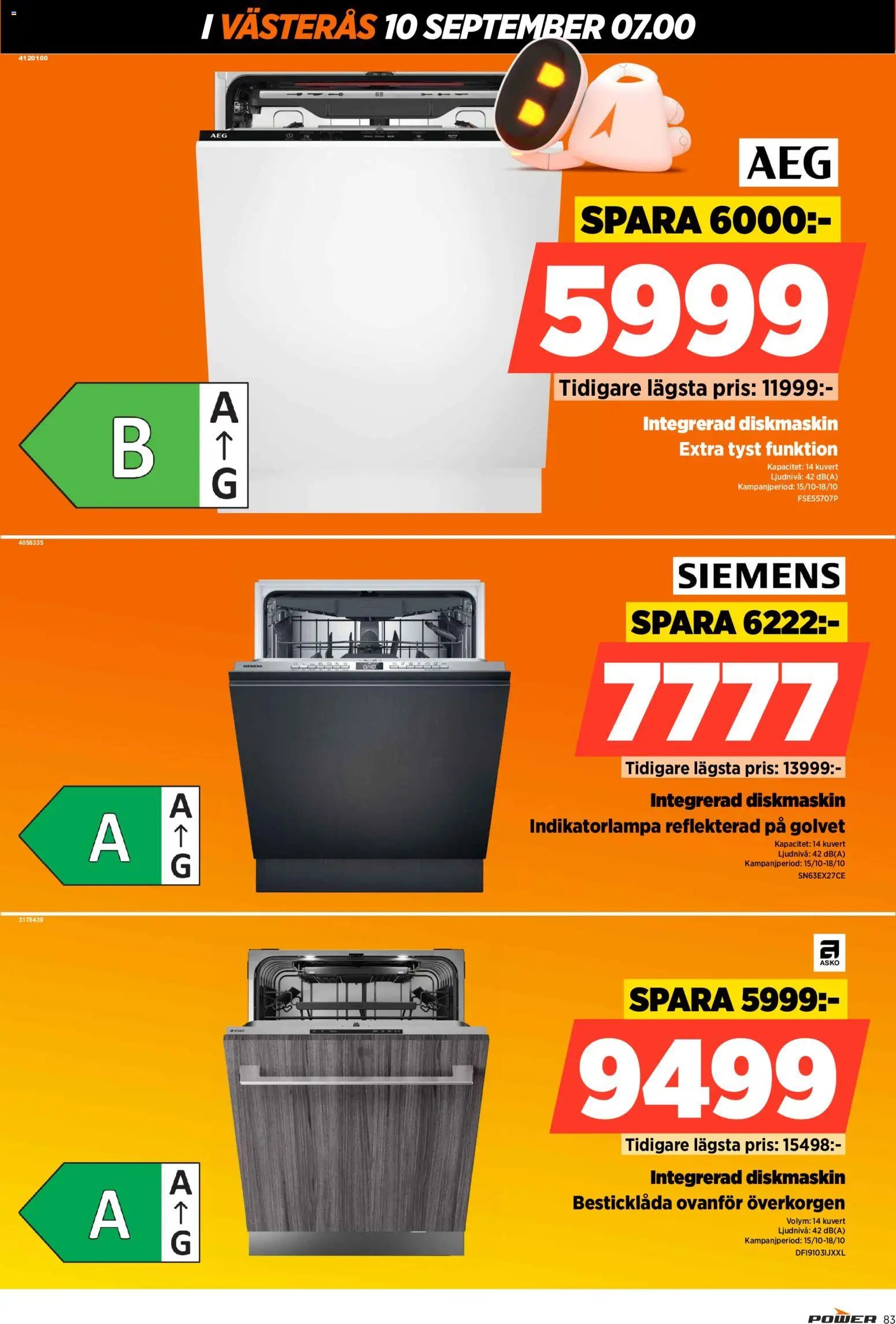 Power reklamblad aktuell från 15/10/2026 | Sida: 83 | Produkter: Diskmaskin, Kuvert