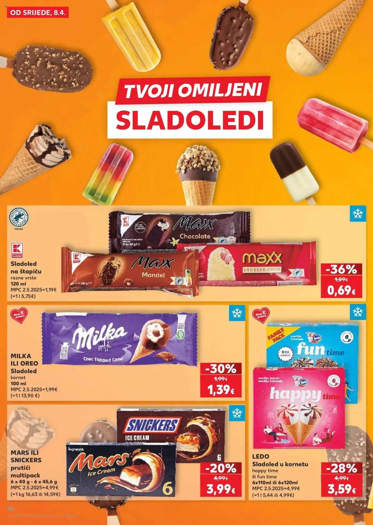 Kaufland katalog | vrijedi od 08.04.2026 | Stranica: 10 | Proizvodi: Oreo sladoled, Sladoled, Kakao, Kornet