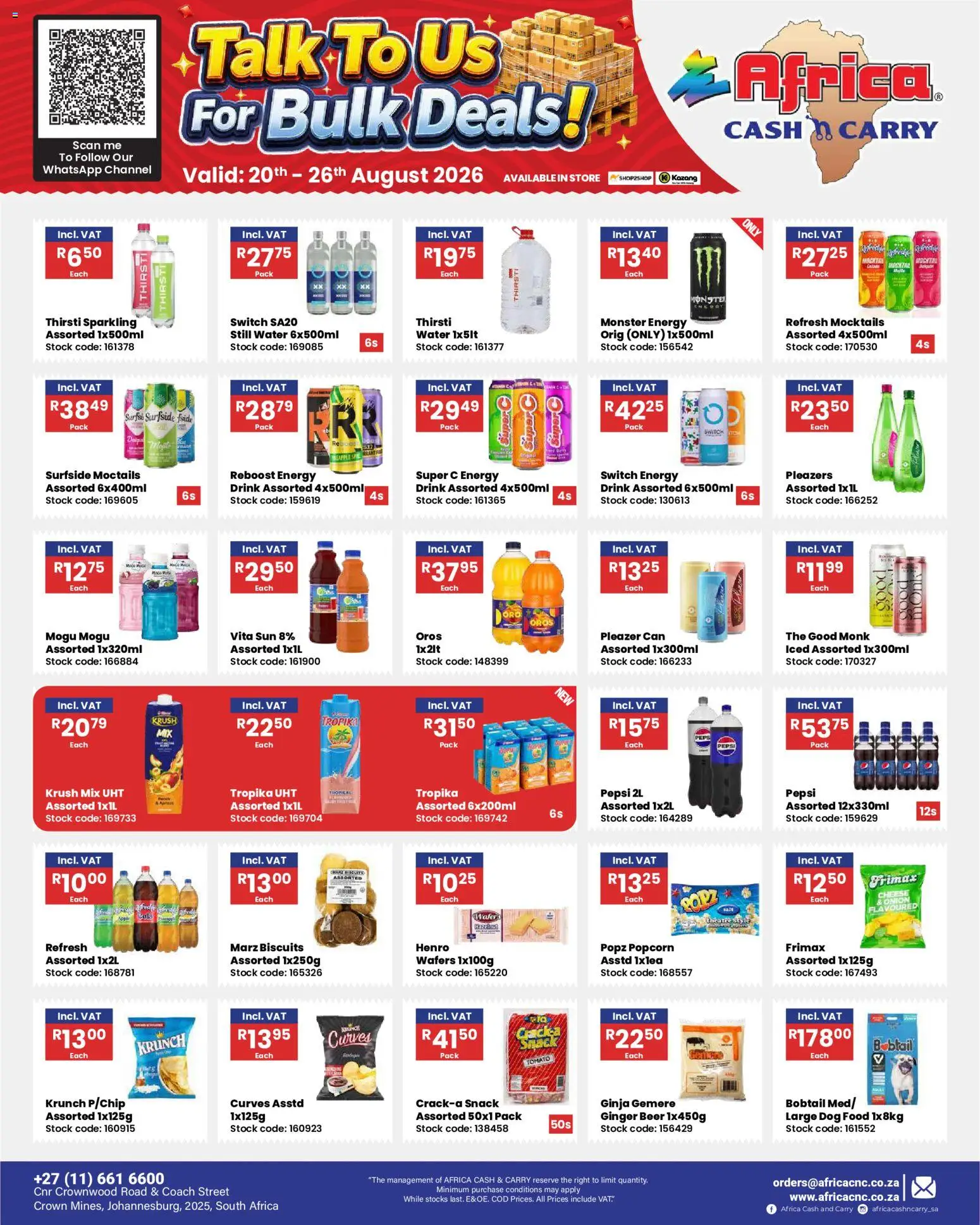 New Africa Cash & Carry catalogue – valid from 20/08/2026 | Page: 27 | Products: Cheese, Biscuits, Water, Dog food