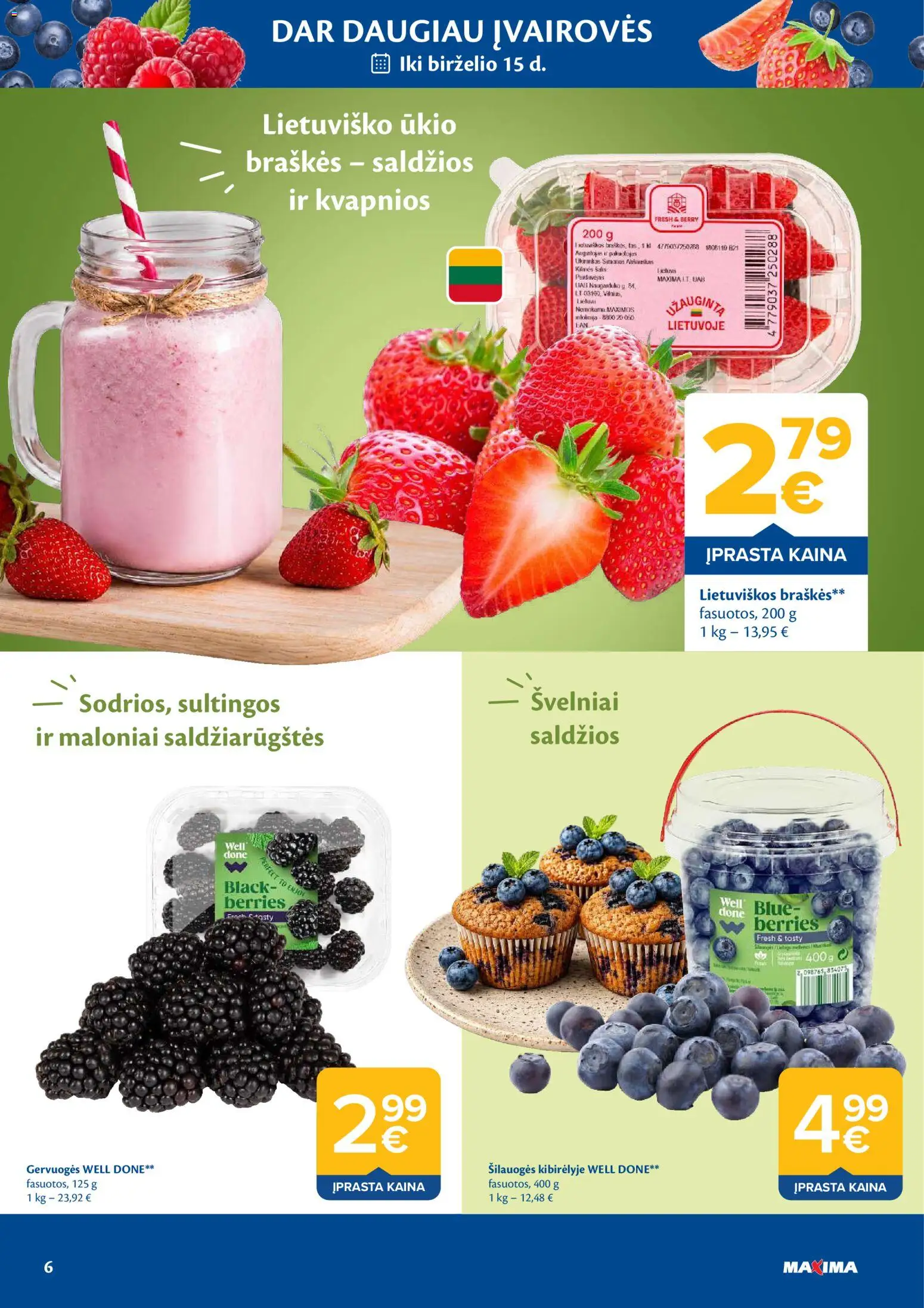 MAXIMA akcijos nuo 02.06.2026 | Puslapis: 6 | Prekių: Šilauogės, Braškės