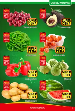 Pogląd oferty "Piotruś Pan gazetka" - ważna od 07.05.2026 | Strona: 3 | Produkty: Arbuz, Pomidor cherry, Papryka czerwona, Awokado