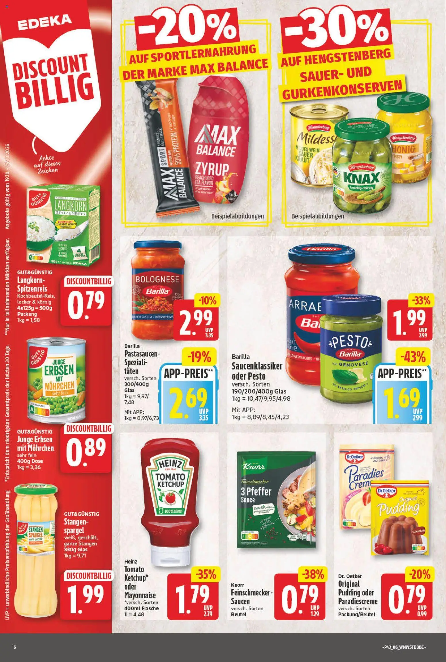 NP Discount Prospekt – gültig ab 19.10.2026 | Seite: 6 | Produkte: Knorr, Pudding, Mayonnaise, Ketchup