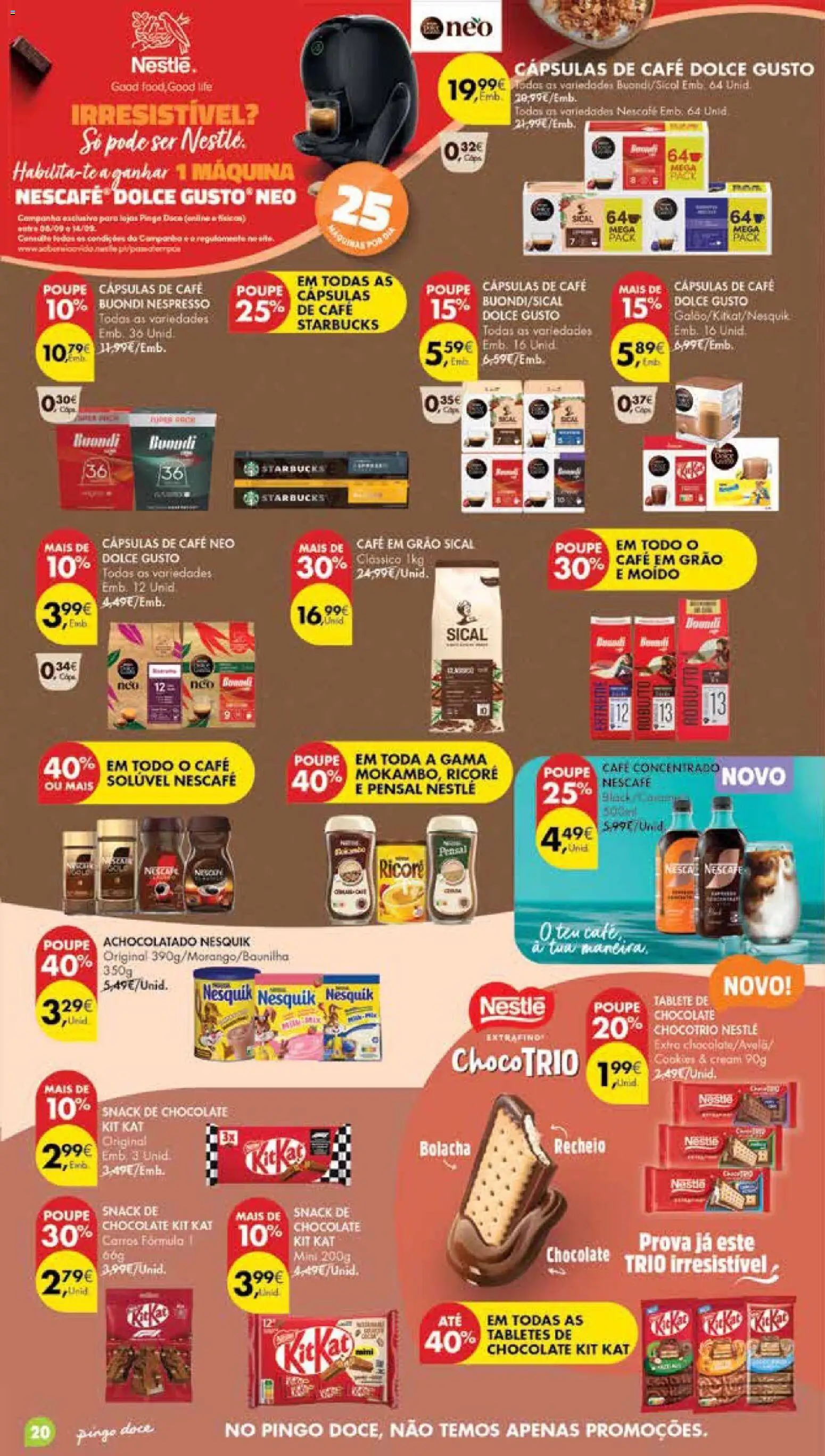 Pingo Doce Poupe Esta Semana Madeira │ válido de 08/09/2026 | Página: 20 | Produtos: Nespresso, Nestlé, Café, Dolce gusto