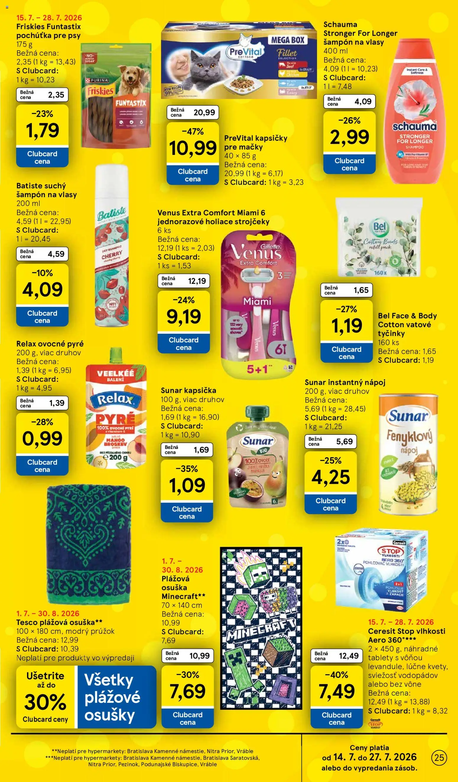 Nové Tesco akcie – leták je platný od 15.07.2026 | Strana: 25 | Produkty: Pohlcovač vlhkosti, Sunar, Kapsičky, Ceresit