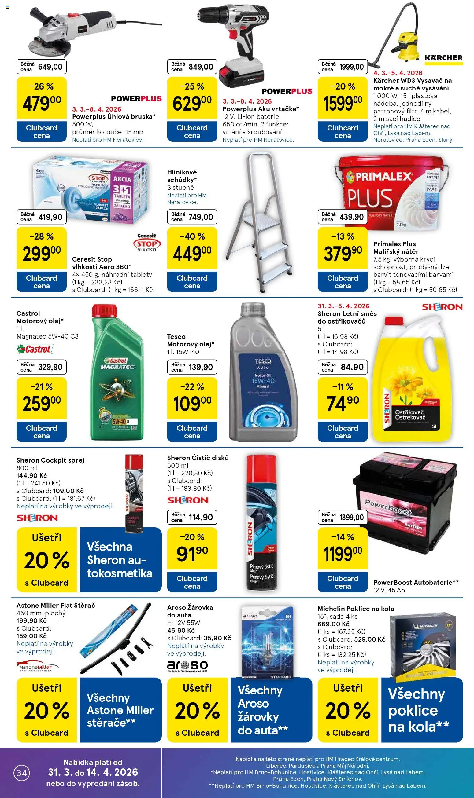 Tesco leták - Hypermarket od 31.03.2026 | Strana: 34 | Produkty: Kärcher, Ceresit Stop vlhkosti, Hadice, Čistič oken