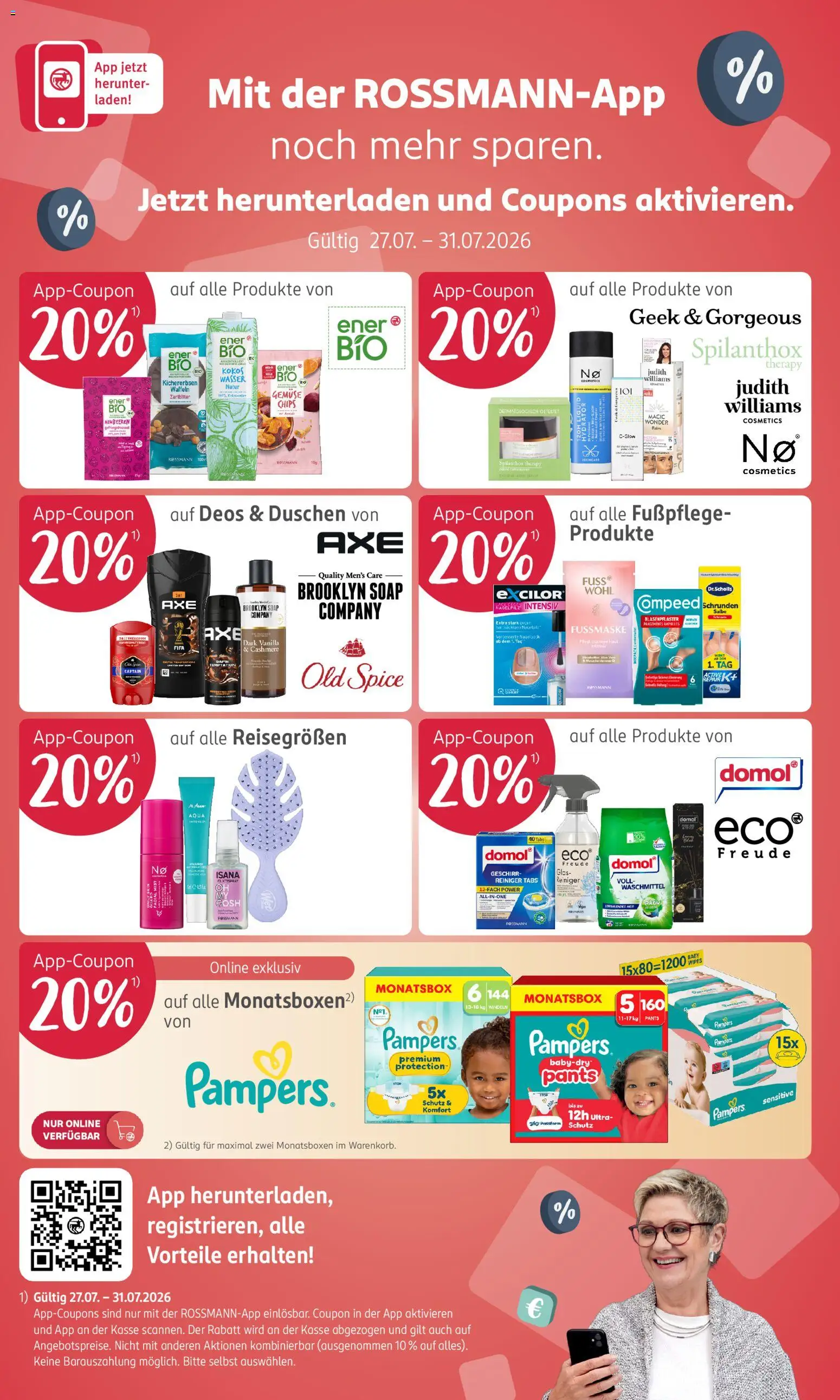 Rossmann Prospekt – gültig ab 27.07.2026 | Seite: 18 | Produkte: Himbeeren, Wasser, Waschmittel, Fußmaske