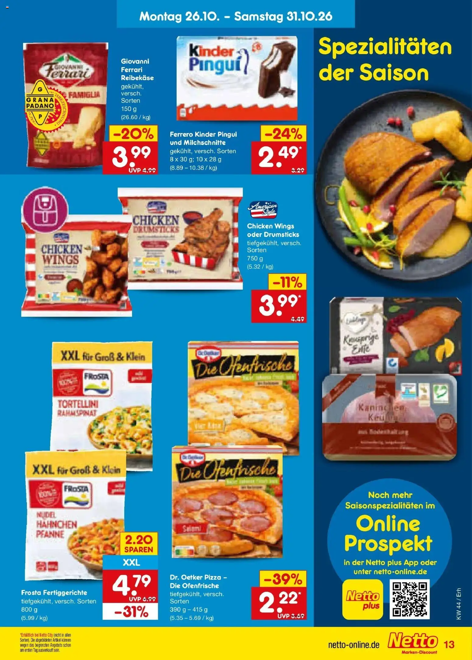 Netto Marken-Discount Prospekt Ergolding – gültig ab 26.10.2026 | Seite: 19 | Produkte: Hahnchen, Kaninchen, Ofenfrische, Reibekase