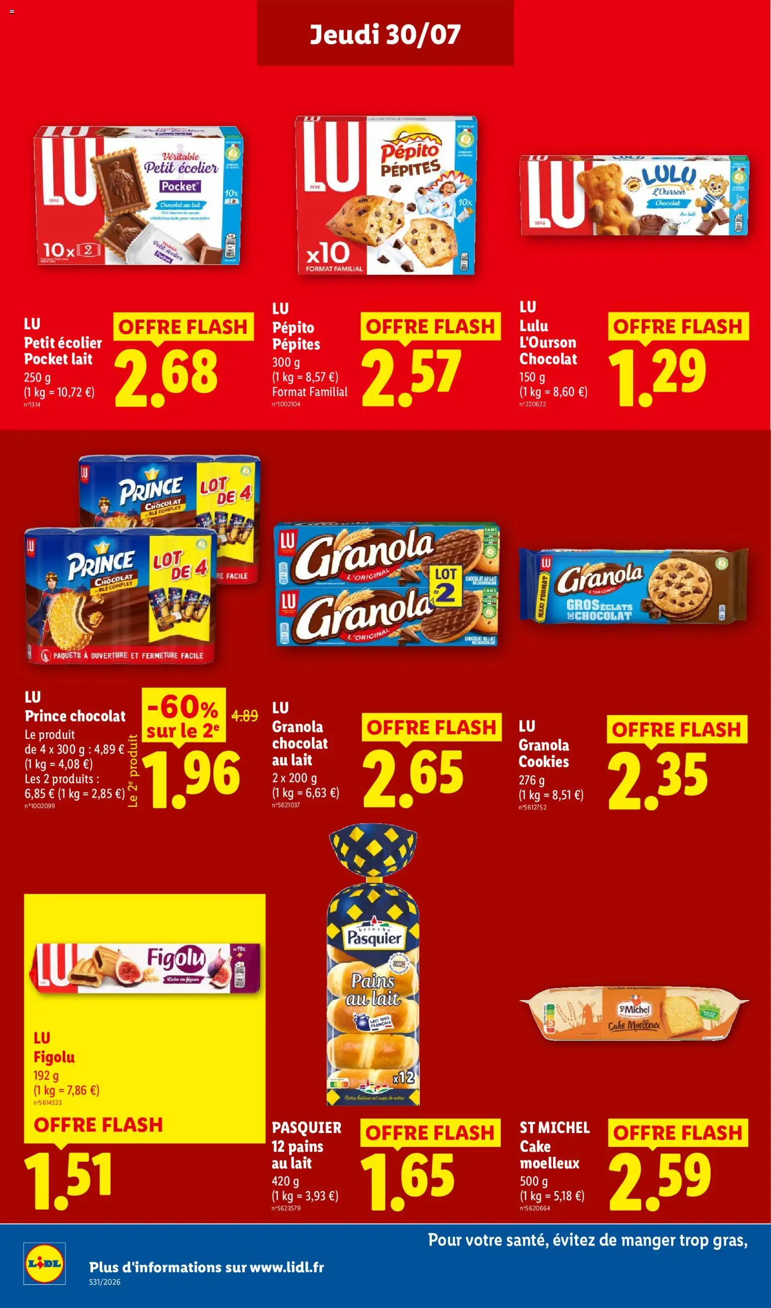 {H1} | Page: 22 | Produits: Lait, Chocolat, Biscuits, Granola
