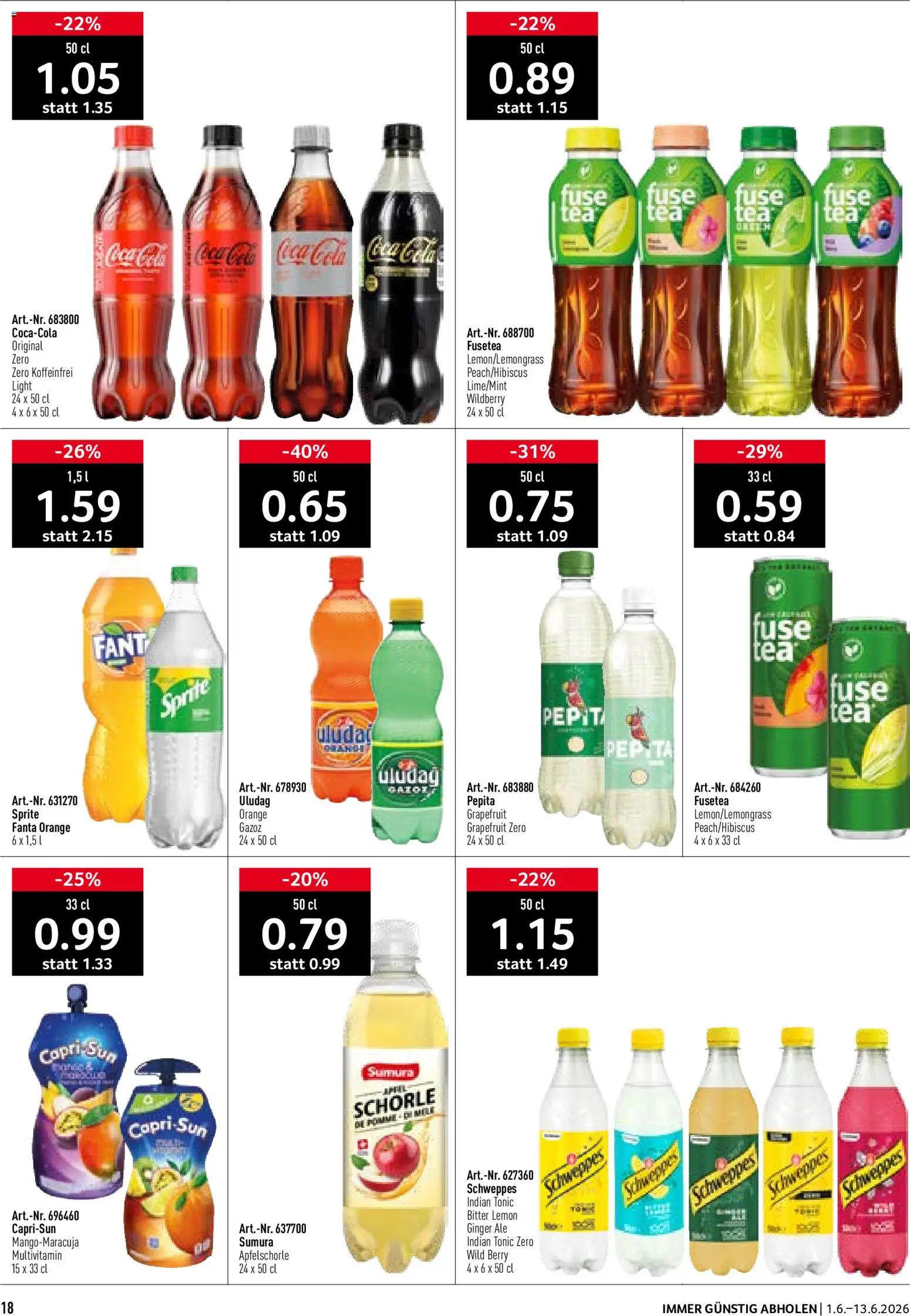 Prodega aktionen WM 2026 – gültig ab 01.06.2026 | Seite: 18 | Produkte: Coca Cola, Fanta, Sprite, Grapefruit