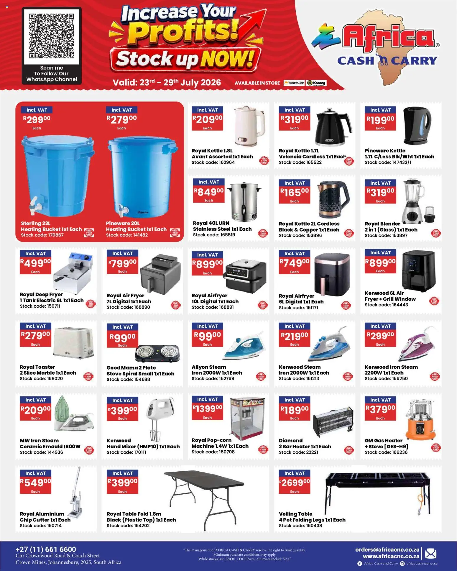 New Africa Cash & Carry catalogue – valid from 23/07/2026 | Page: 33 | Products: Tank, Plate, Deep fryer, Bar heater
