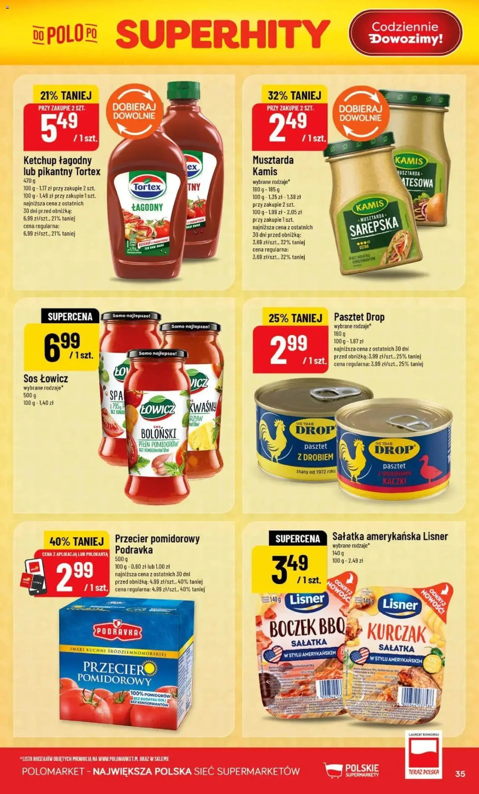 Nowa POLOmarket gazetka od jutra 19.08.2026 | Strona: 35 | Produkty: Ketchup, Przecier pomidorowy, Boczek, Sałatka