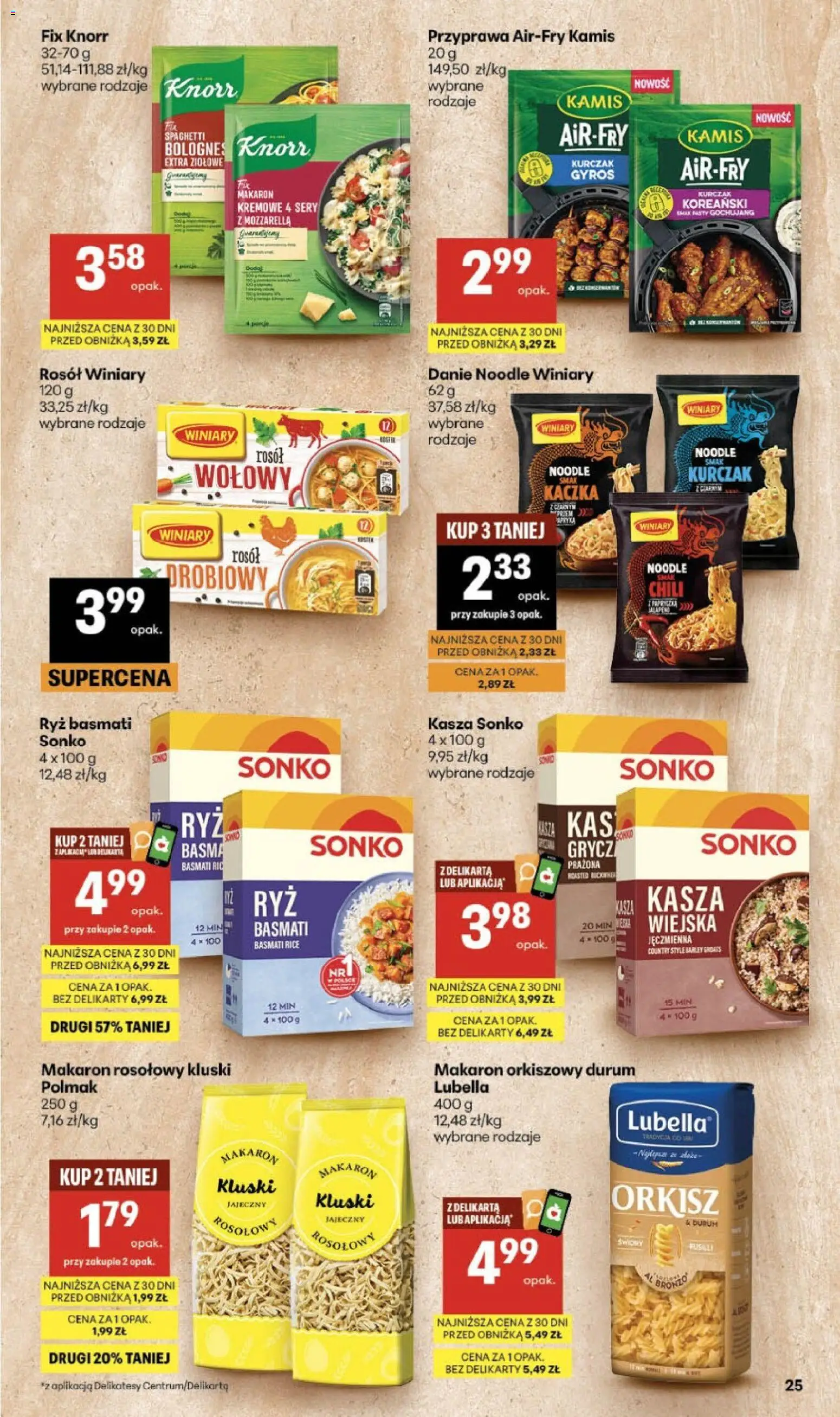 Delikatesy Centrum gazetka od 13.08.2026 | Strona: 25 | Produkty: Makaron orkiszowy, Kaczka, Sery, Mozzarella