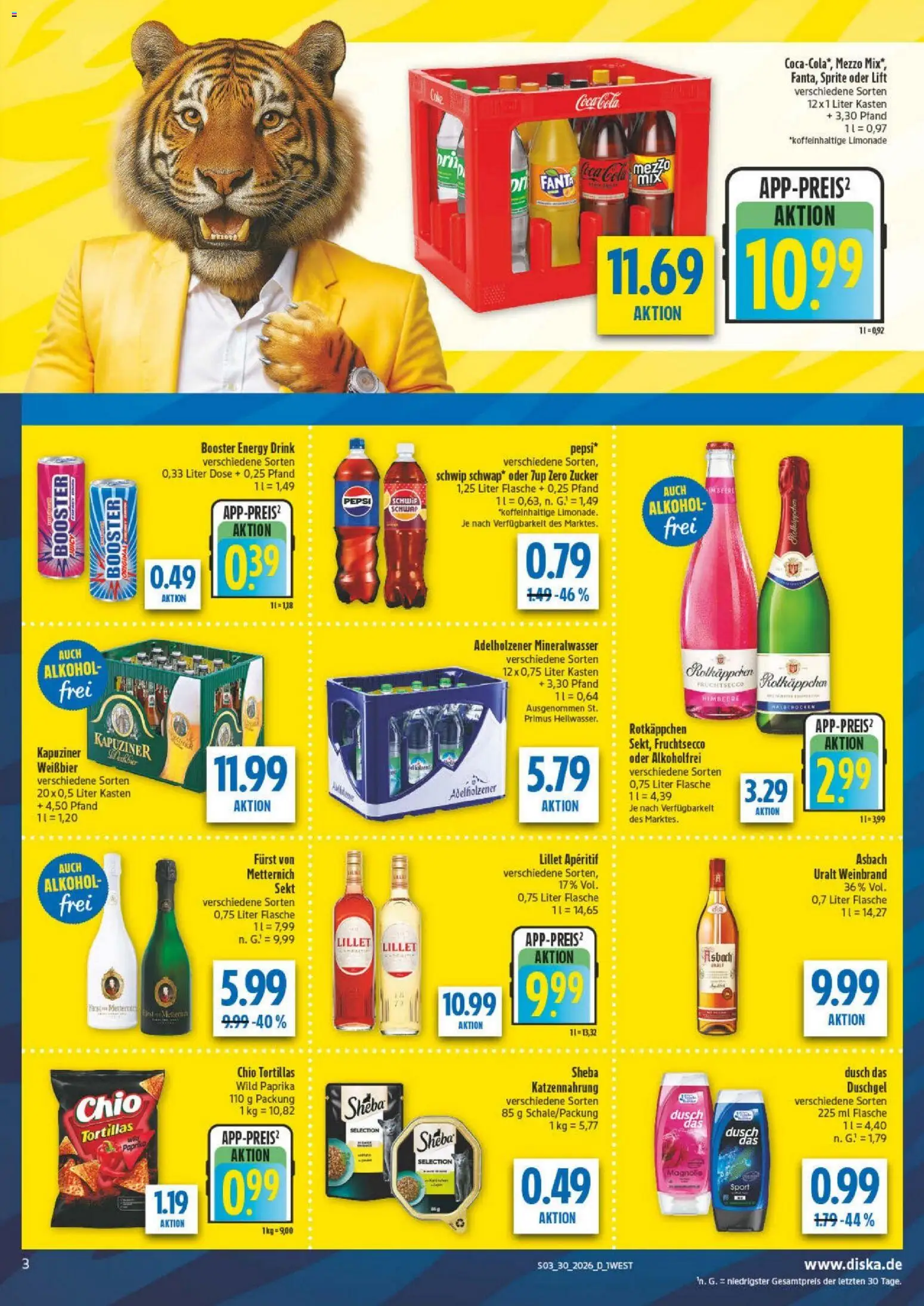 Diska - Diska Angebote Bayern KW30 – gültig ab 20.07.2026 | Seite: 3 | Produkte: Sprite, Cola, Mineralwasser, Fruchtsecco