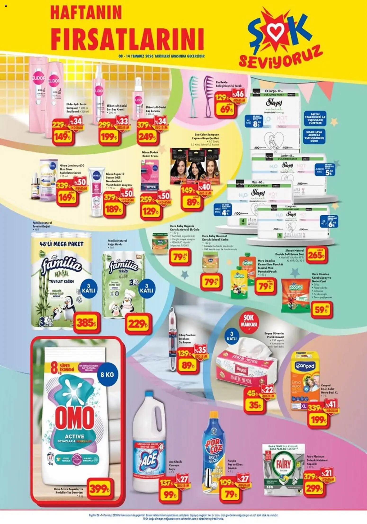 Şok Market Katalog - 08 Temmuz 2026 tarihinden itibaren geçerlidir | Sayfa: 5 | Ürünler: Mendil, Şampuan, Tuvalet kağıdı, Bağlayıcı