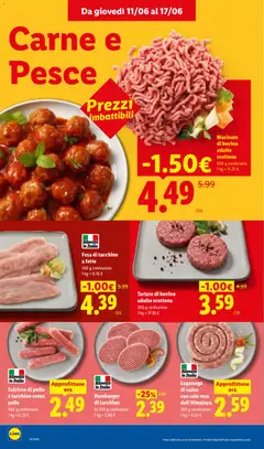 Anteprima del volantino Salsicce di pollo e tacchino senza pelle, Salsicce di pollo e tacchino senza pelle, 400 g confezione valido a partire dal 11.06.2026 | Pagina: 6 | Prodotti: Sale, Suino, Tacchino, Hamburger