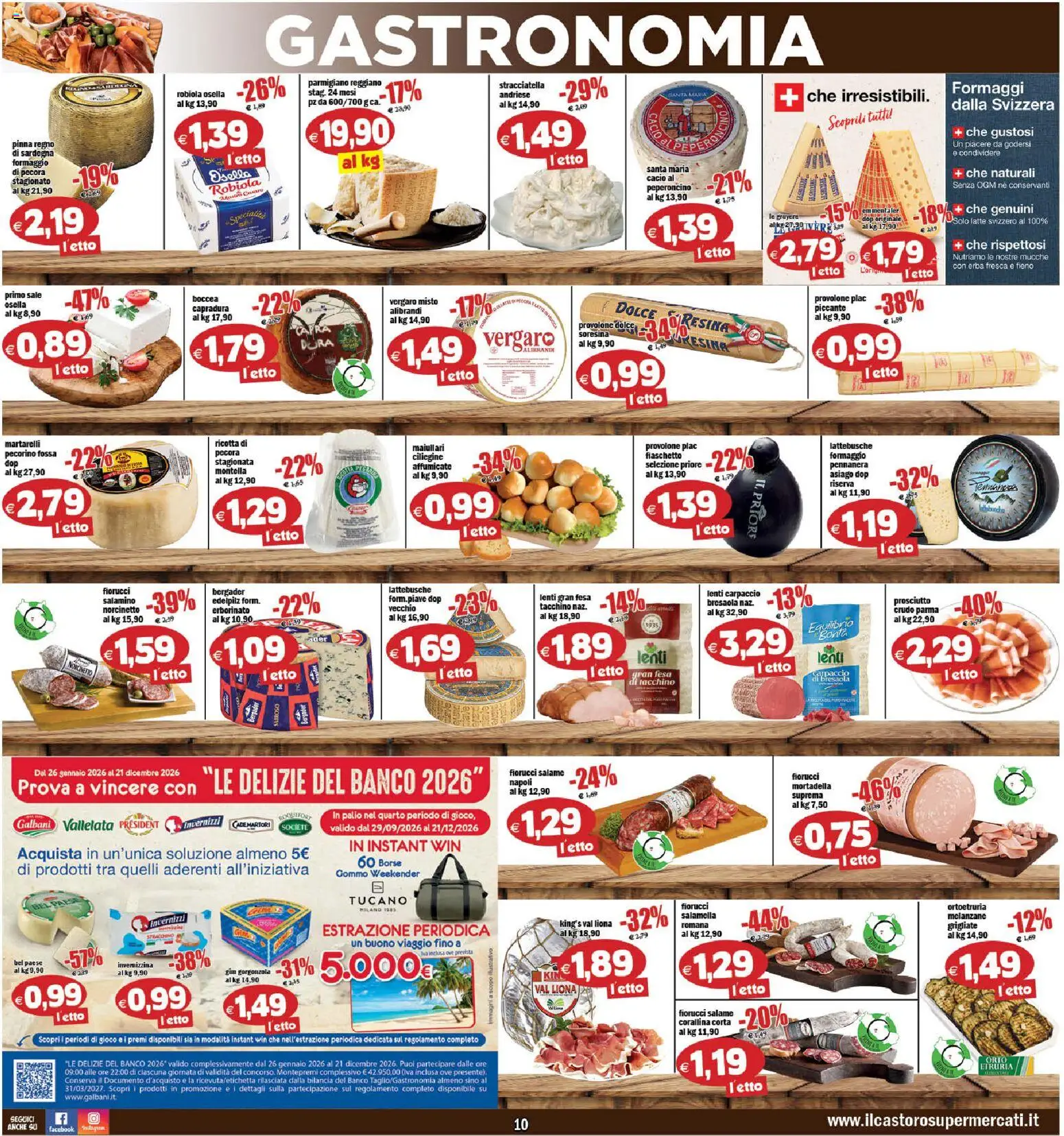 Volantino Il Castoro del 02/10/2026 | Pagina: 10 | Prodotti: Prosciutto, Bilancia, Parmigiano, Robiola