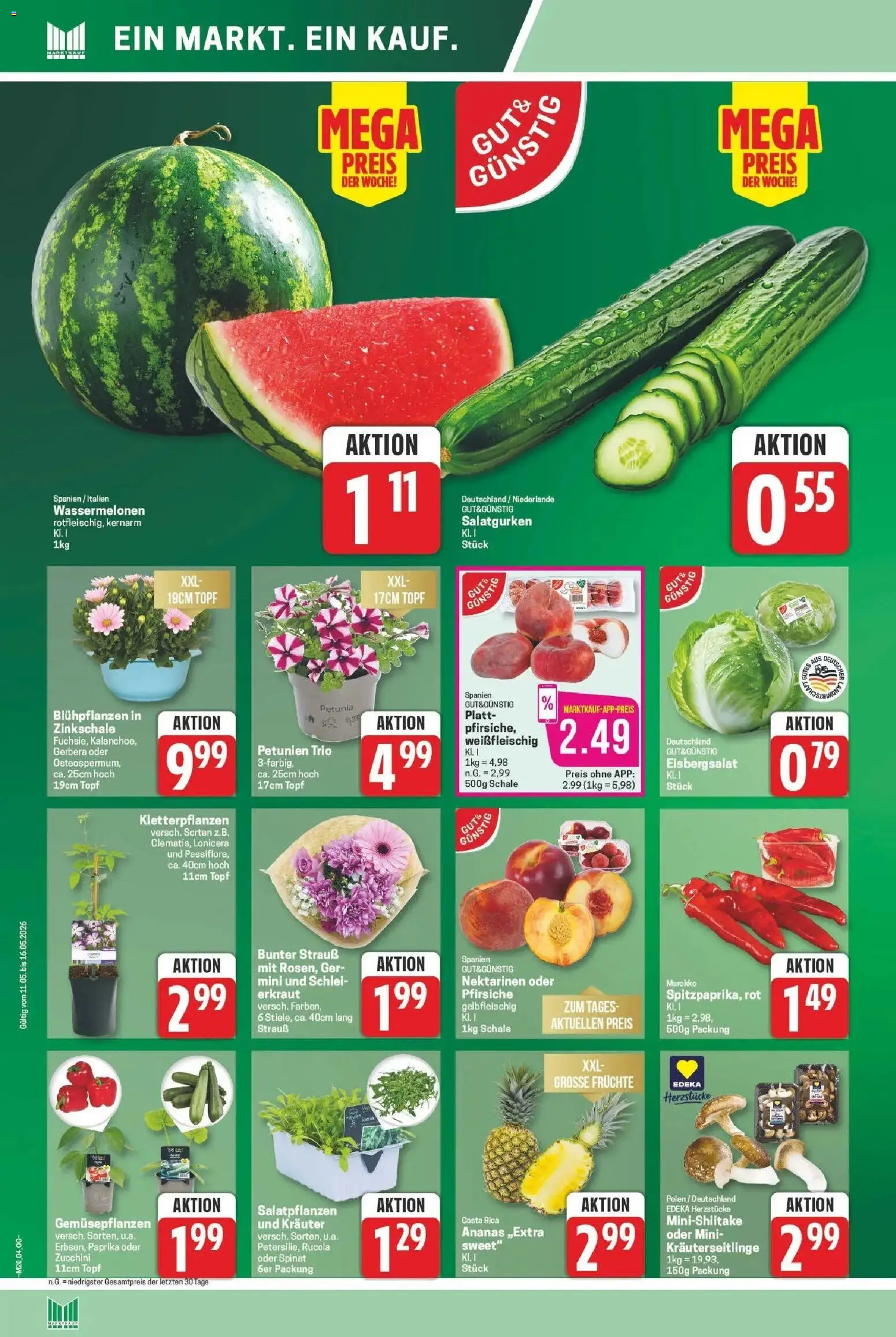 Marktkauf Prospekt Meppen	 – gültig ab 11.05.2026 | Seite: 4 | Produkte: Nektarinen, Rucola, Eisbergsalat, Paprika