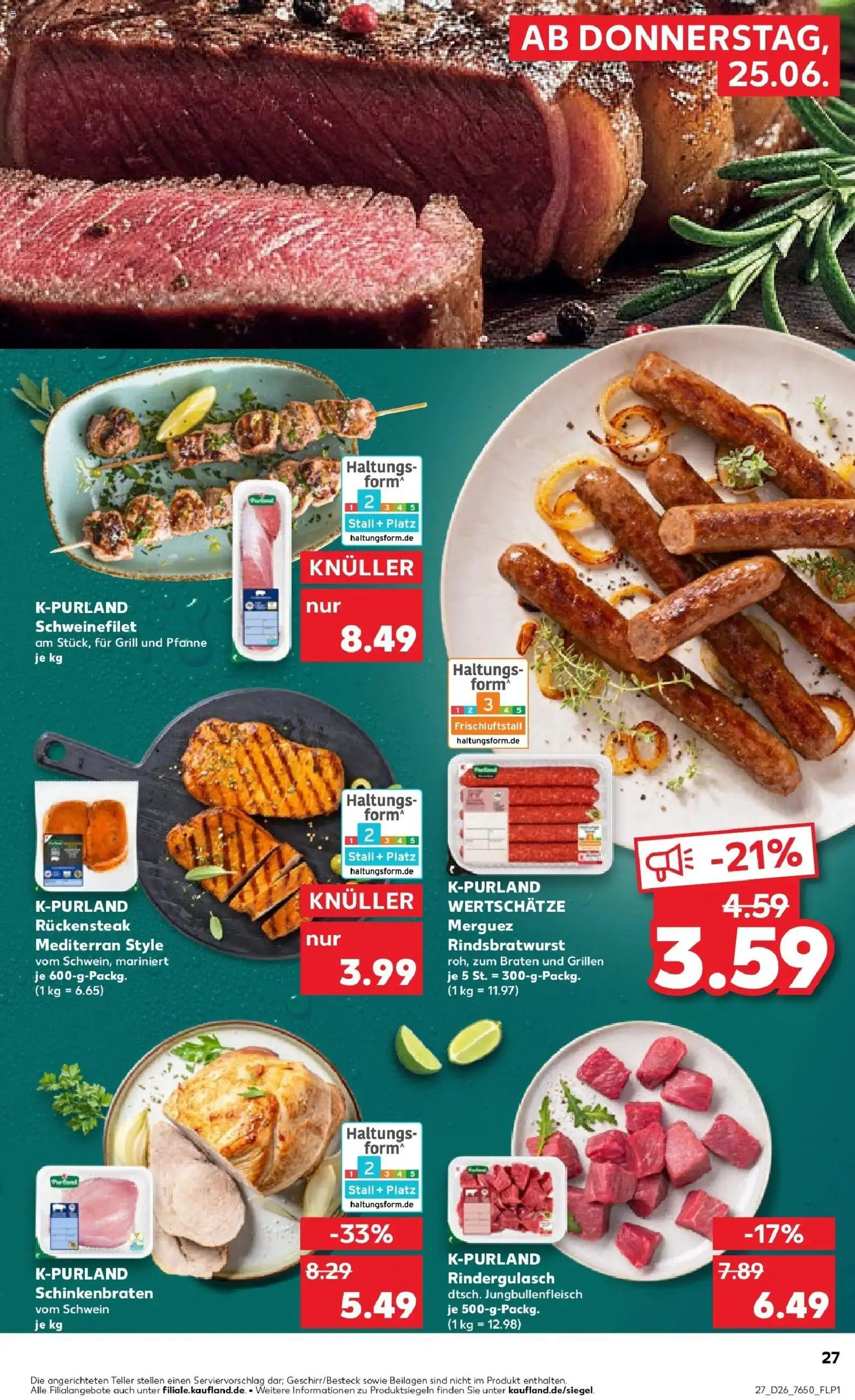Kaufland Prospekt Hechingen – gültig ab 22.06.2026 | Seite: 36 | Produkte: Grill, Rindergulasch, Schweinefilet, Steak