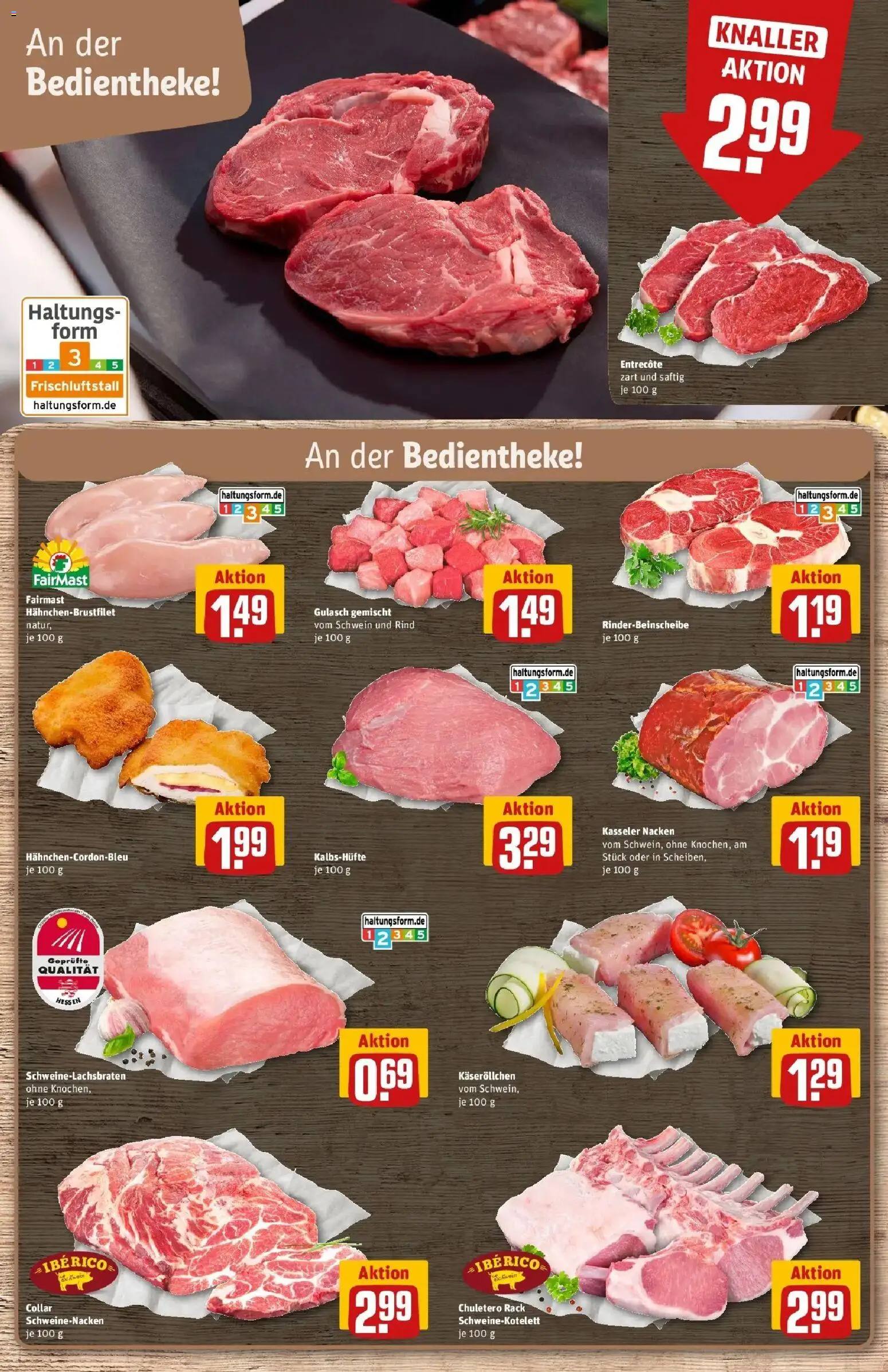 REWE Prospekt ab 21.09.2026 zum Blättern » Angebote | Seite: 14 | Produkte: Schweinenacken, Entrecote, Kasseler nacken, Gulasch